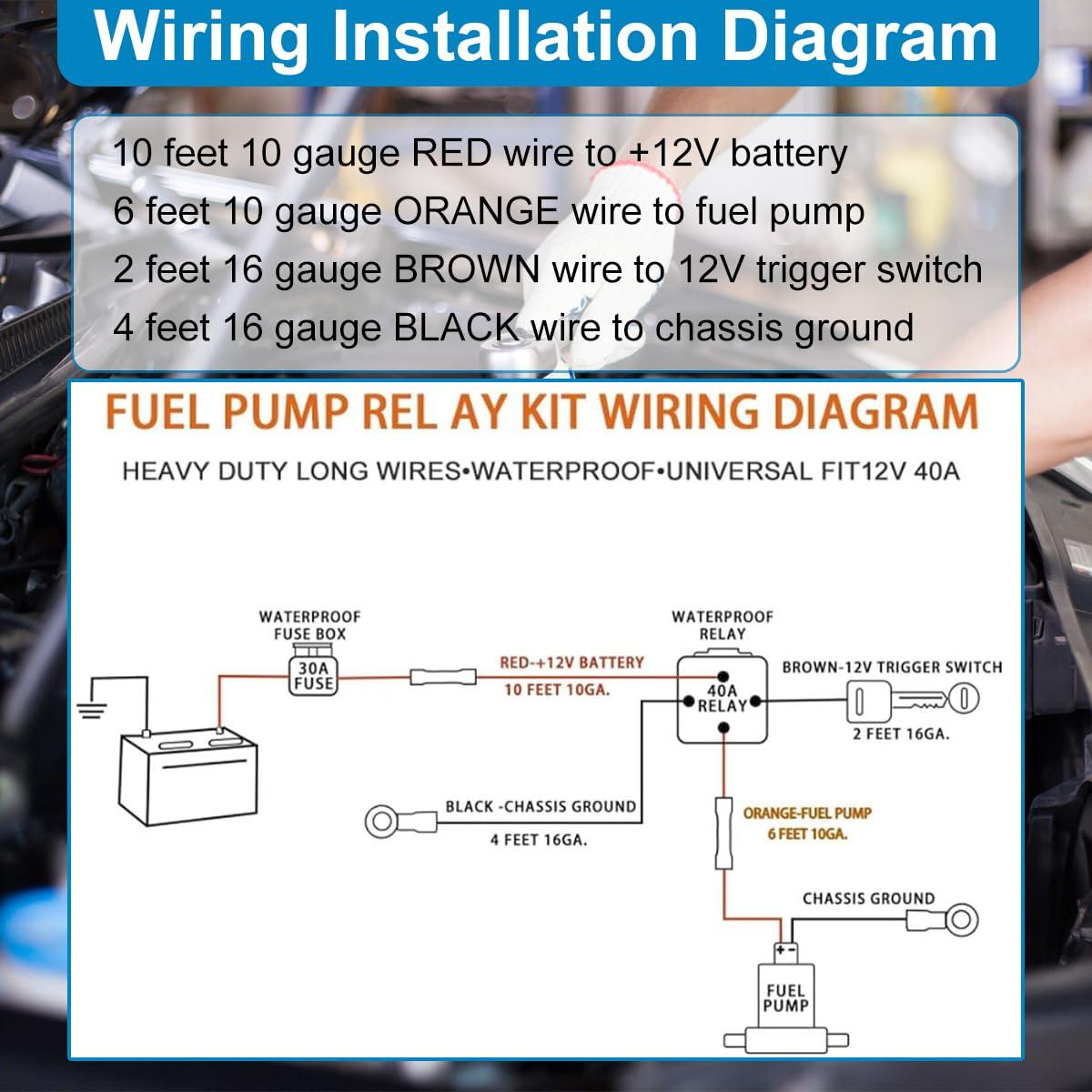 Kit de Relé de Bomba de Combustible Eléctrica 12V Ronybuy 40A