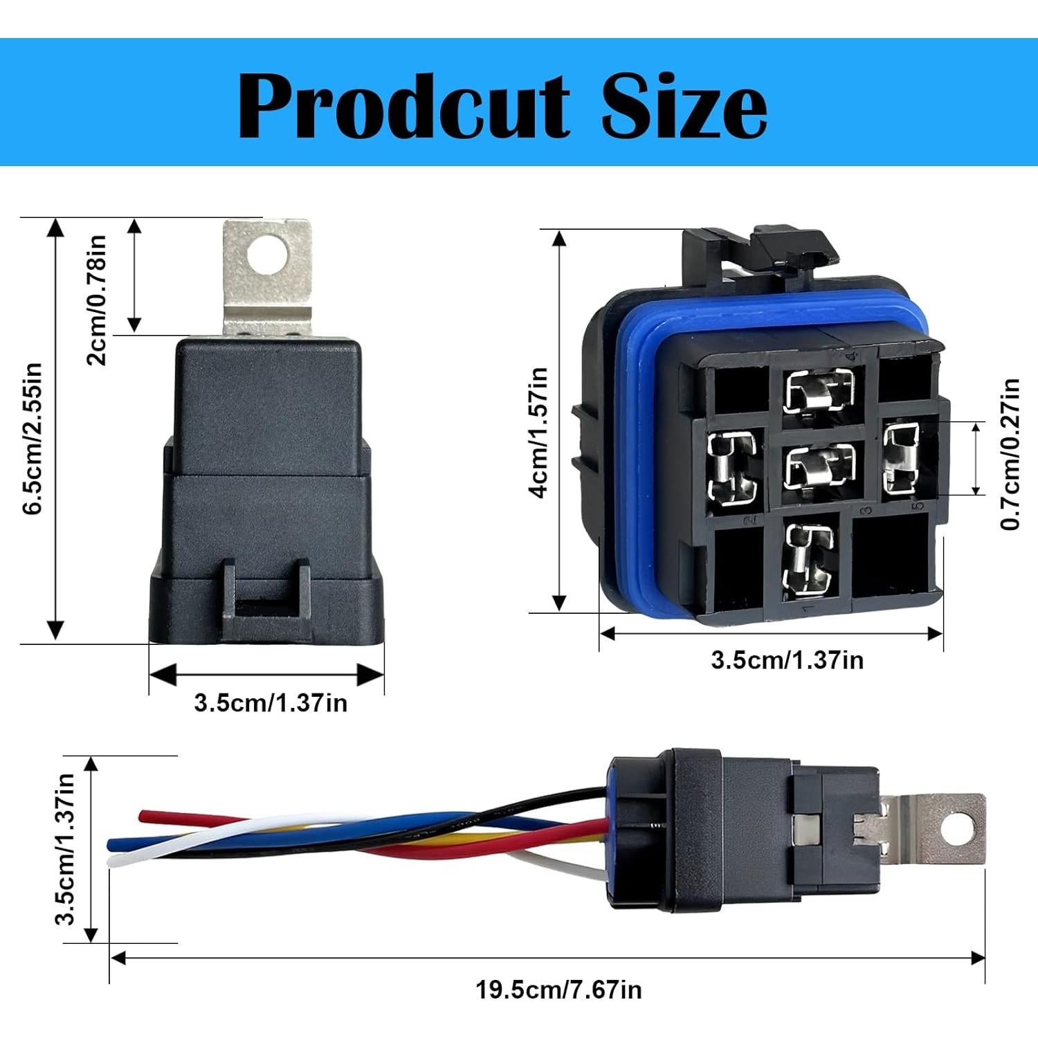 Kit de Relé Impermeable Kalmaegee 40A 14V CC con Arnés 14/18 AWG