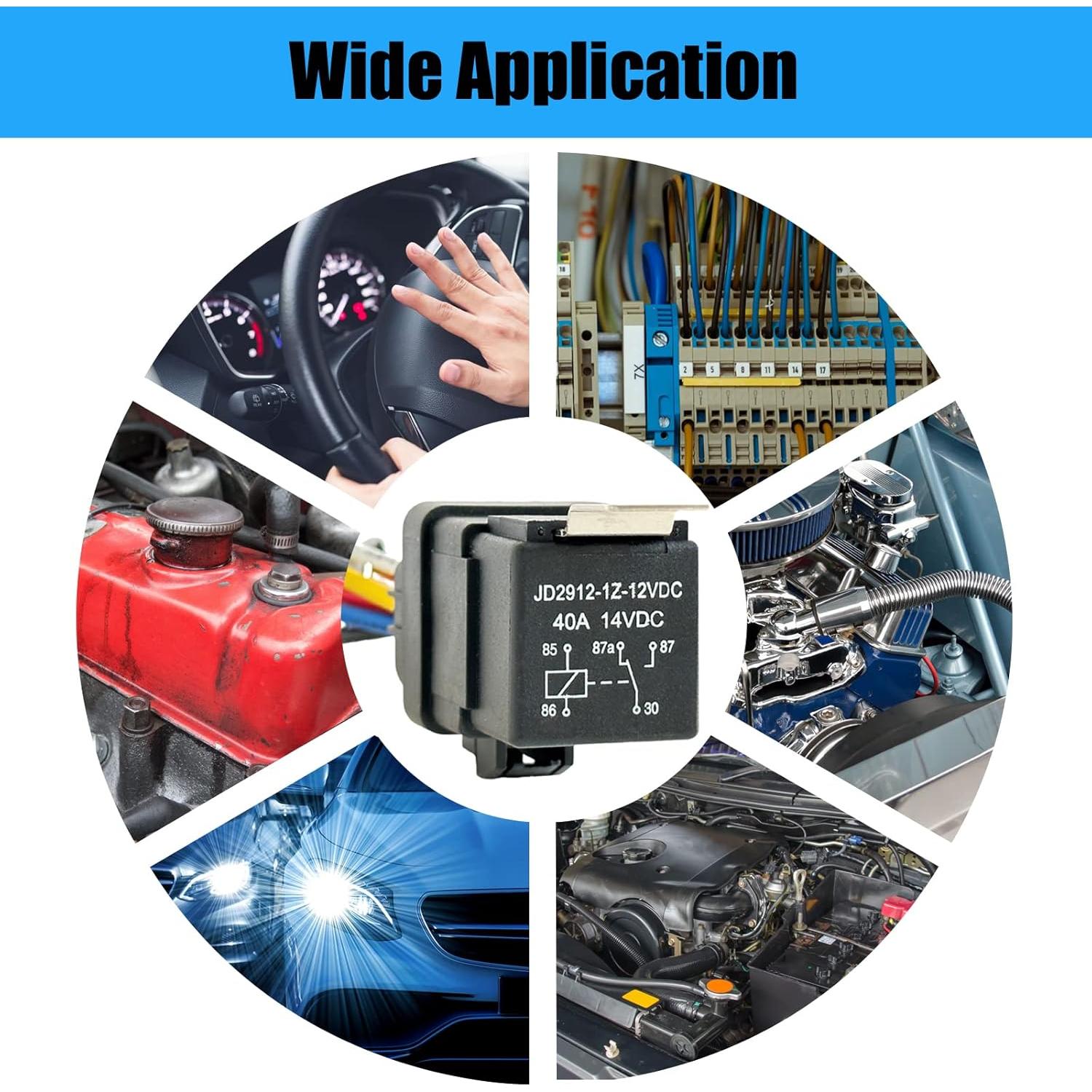 Kit de Relé Impermeable Kalmaegee 40A 14V CC con Arnés 14/18 AWG