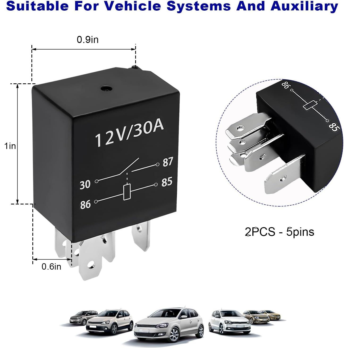 Relé de Arranque KVAEY 30A 12V 5 Pines Impermeable 2PCS
