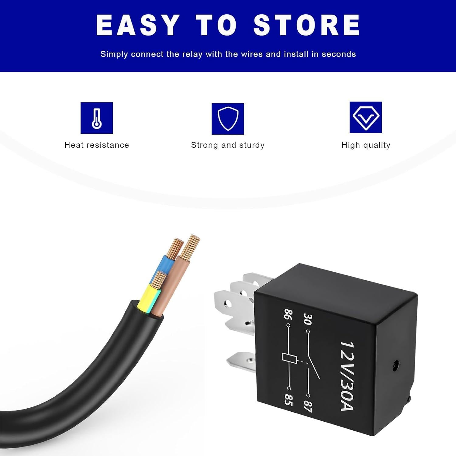 Relé de Arranque KVAEY 30A 12V 5 Pines Impermeable 2PCS