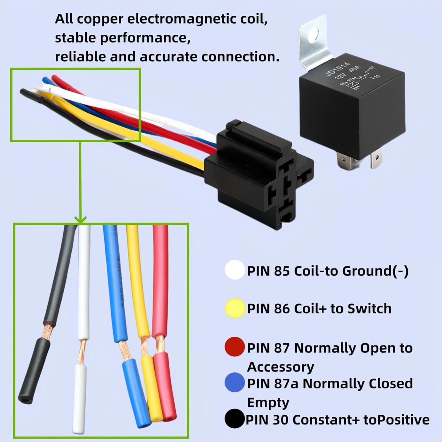 Relé Automotriz 12V 40A Losato - 5 Piezas con Conector