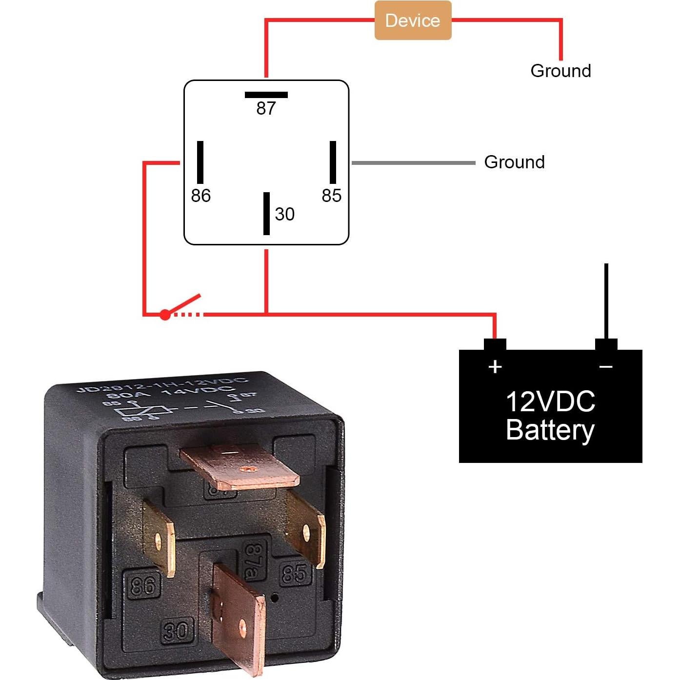 Relé EHDIS 4 Pines 80A 12V Normalmente Abierto para Coche