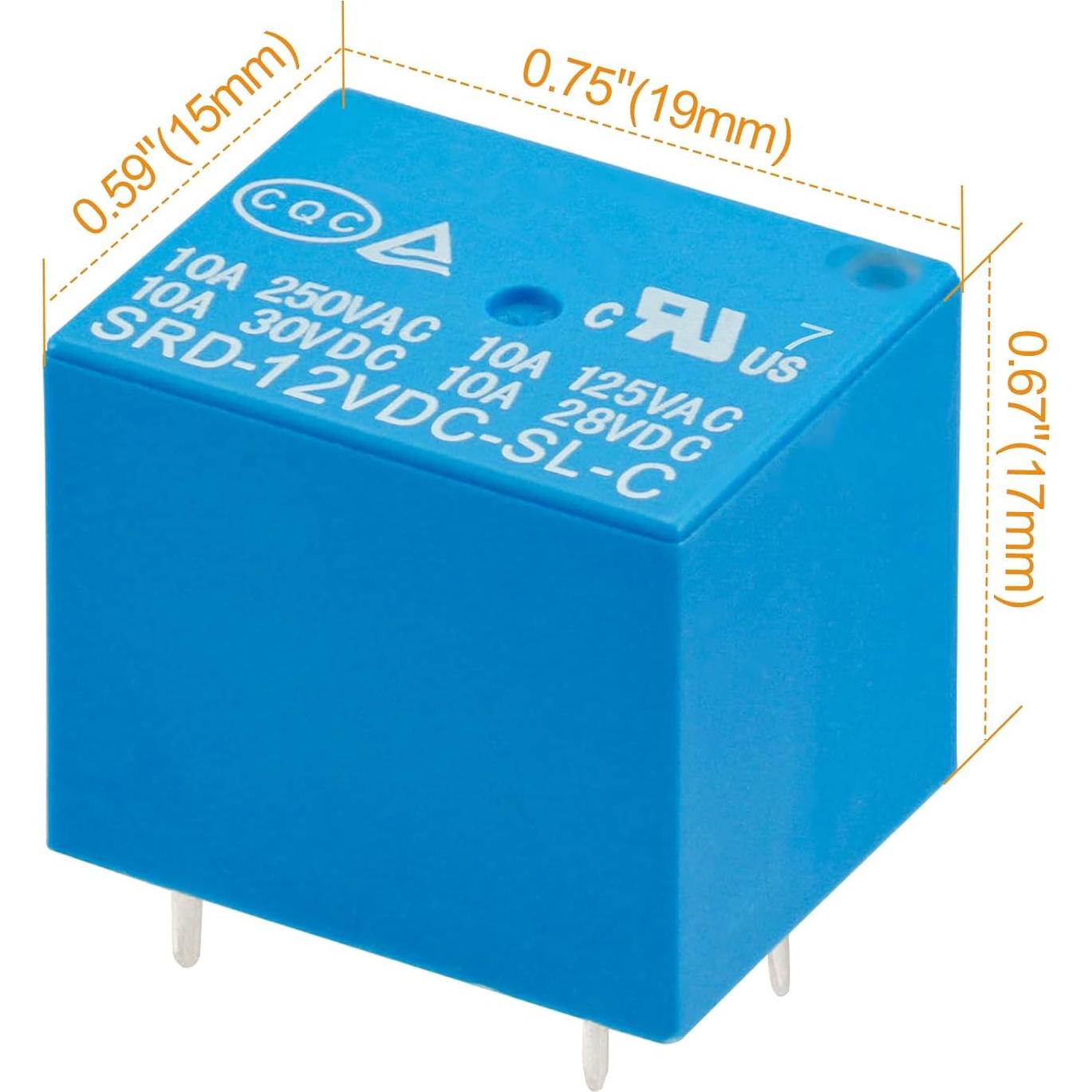Relé Electromagnético de Potencia PCB Weasch SRD-12V 10Pcs