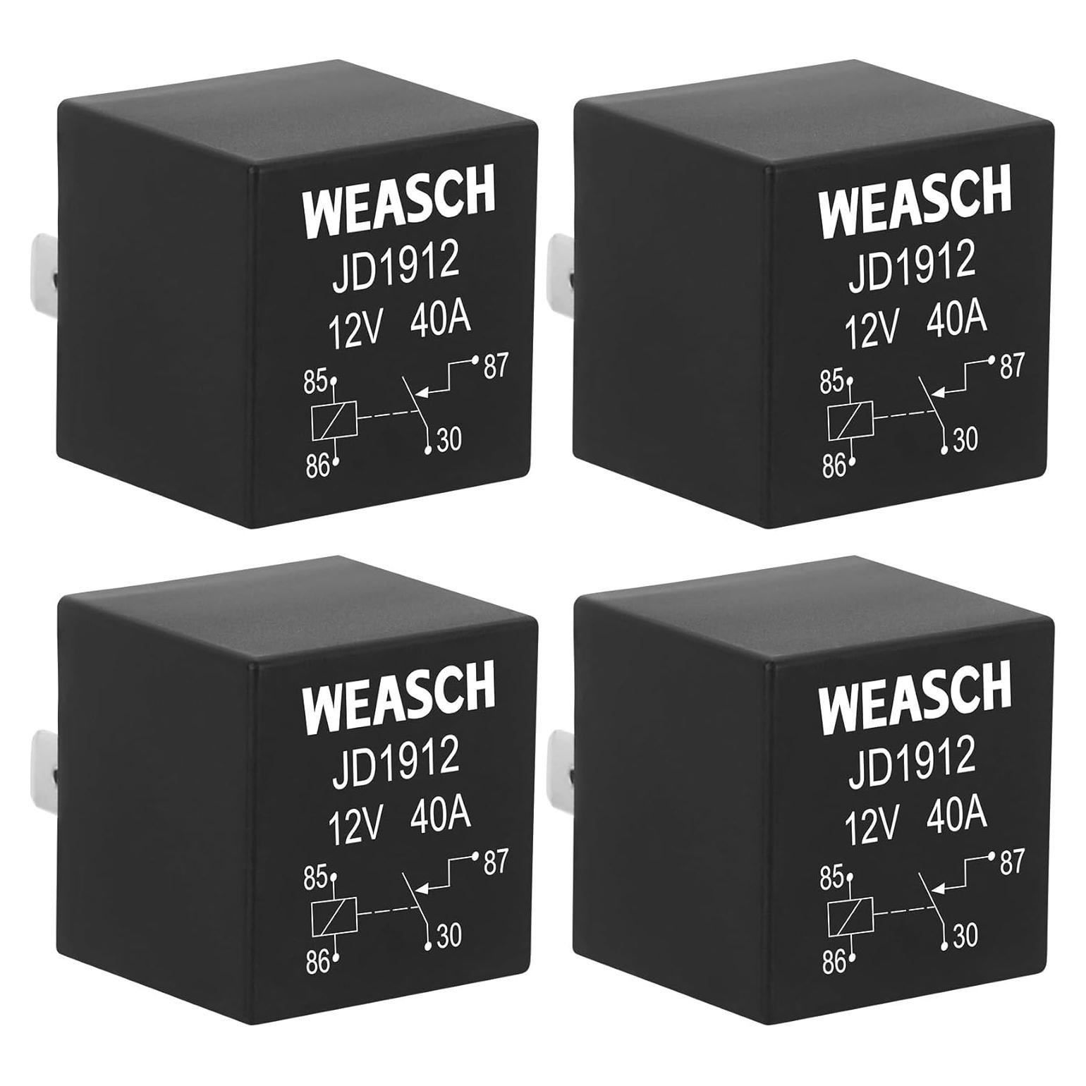 Paquete de 4 Relés de Coche Weasch JD1912 12V 40A 4 Pines