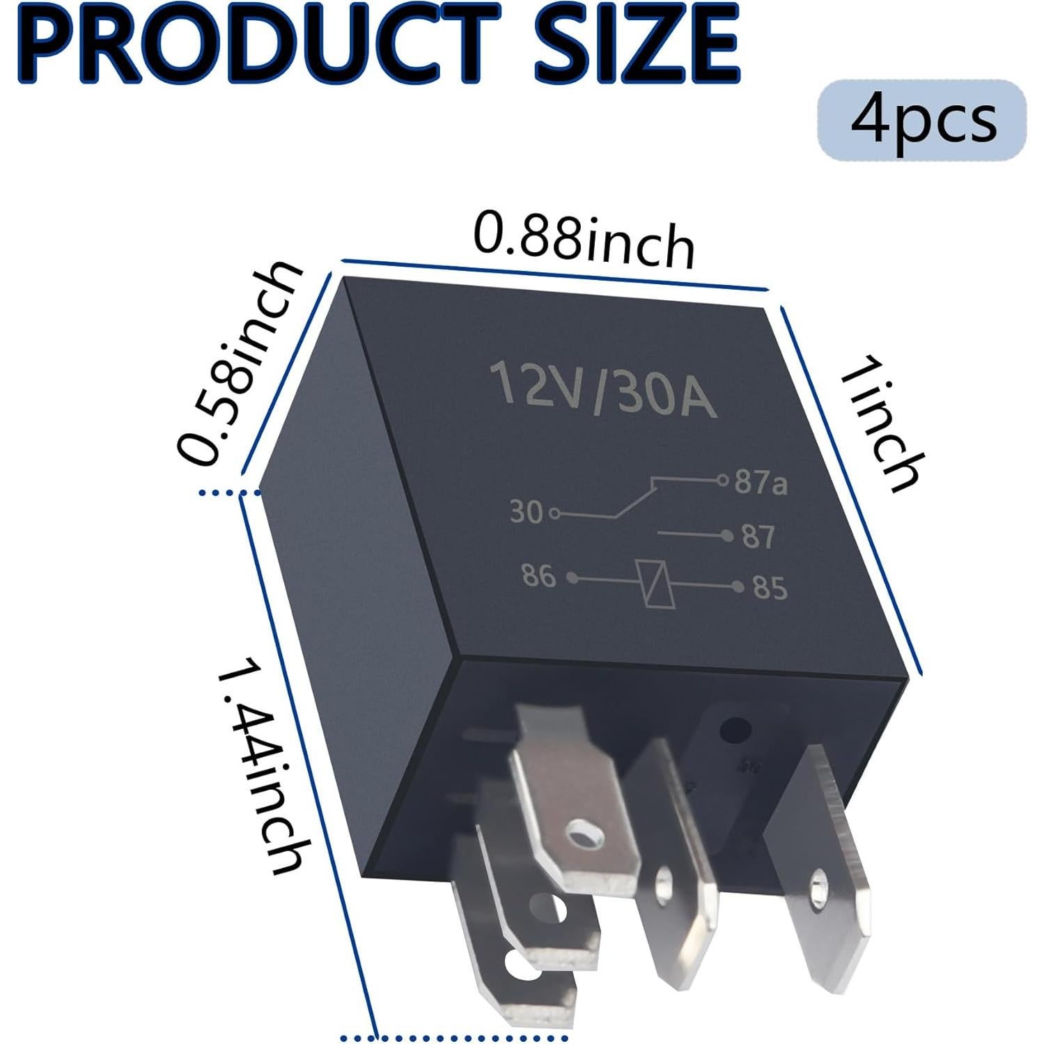 Relé Automotriz Carleef 12V 30A 5 Pin Impermeable - 4PCS