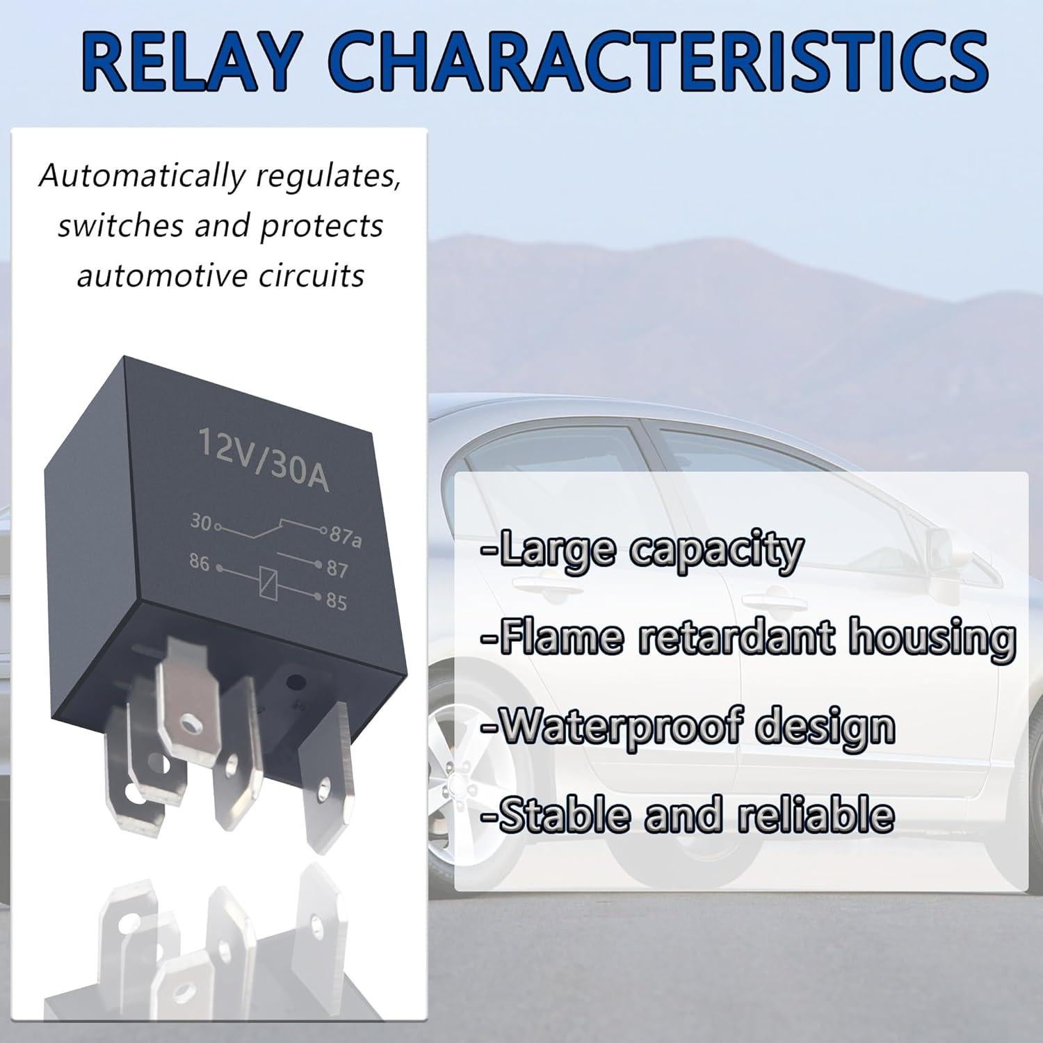 Relé Automotriz Carleef 12V 30A 5 Pin Impermeable - 4PCS