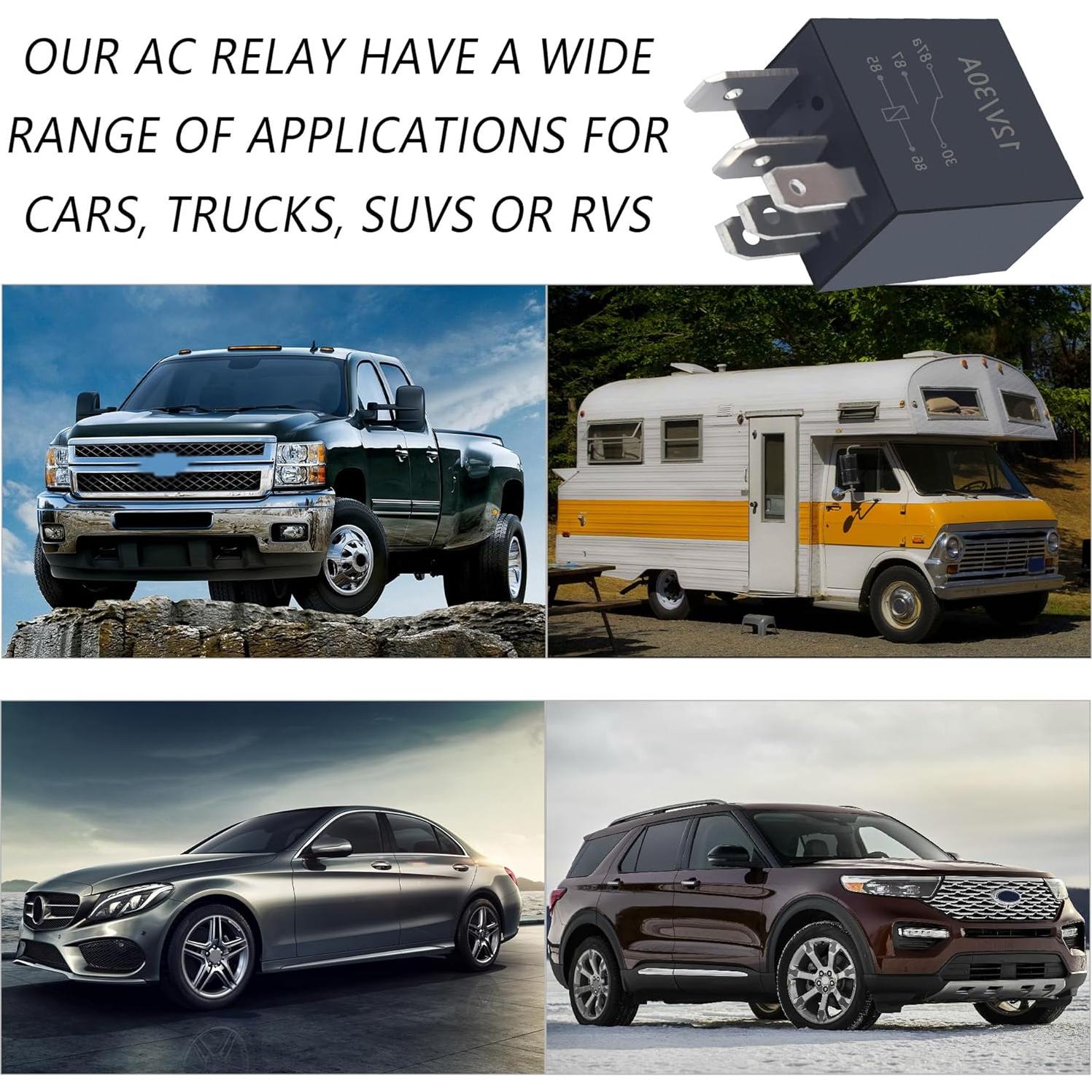 Relé Automotriz Carleef 12V 30A 5 Pin Impermeable - 4PCS