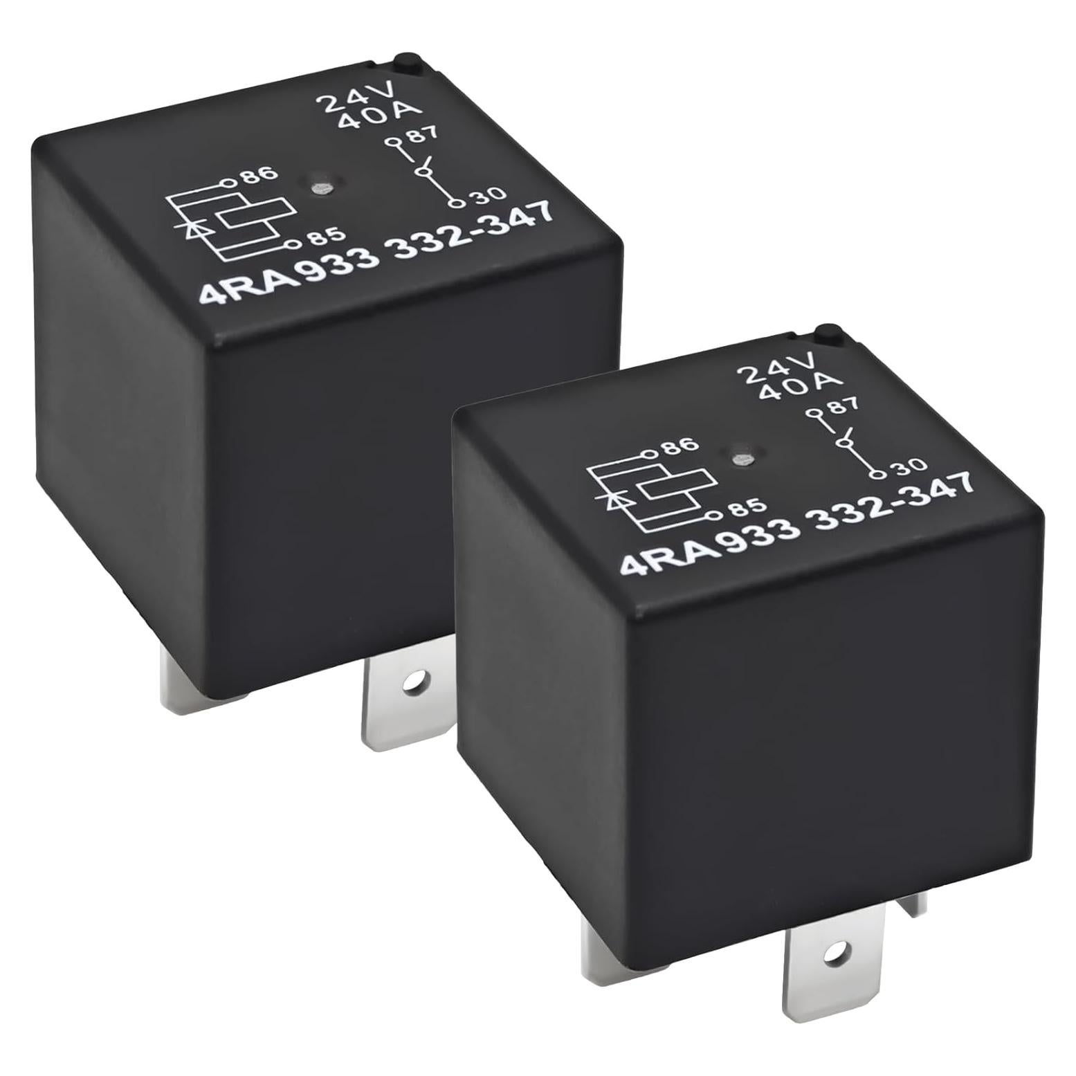 4RA 933 332-347 Automotive Relay (Pack of 2) - 24V 40A 4-Pin Heavy-Duty Relay for Hella 4RA 933 332 347 for Trucks, Commercial Vehicles - Replace HFV4 024-1H1SGD2 V23134-B52-X747