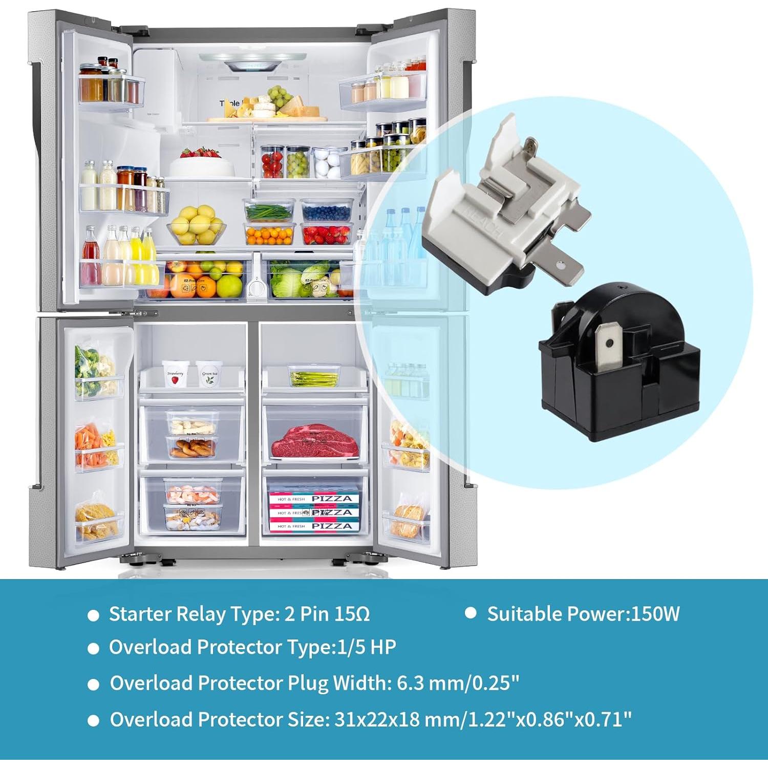 Relé de Arranque Semetall 2 Pines 15Ω 150W para Refrigerador