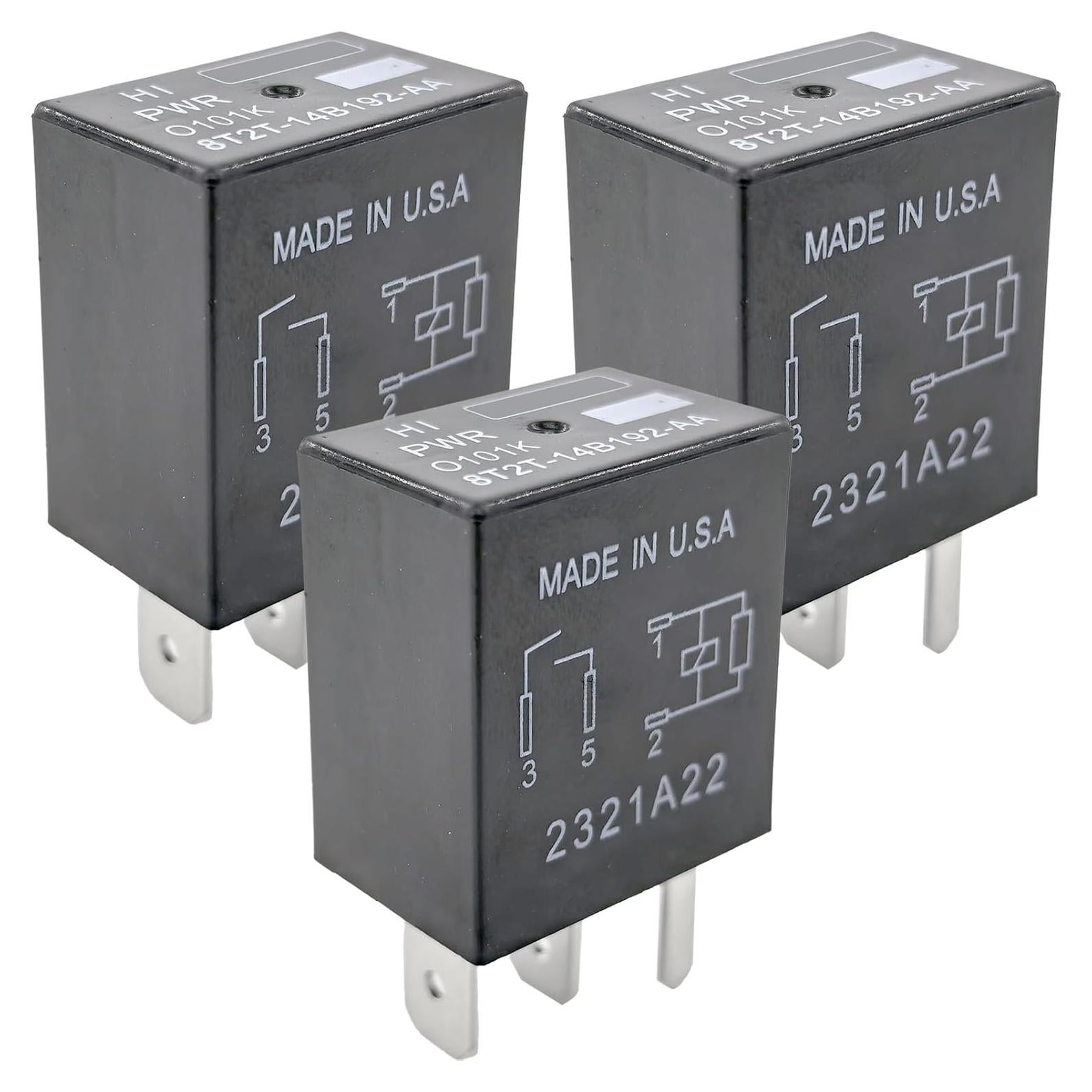 Paquete de 3 Relés Automotrices Sonzrod 40A 12VDC 4 Pines