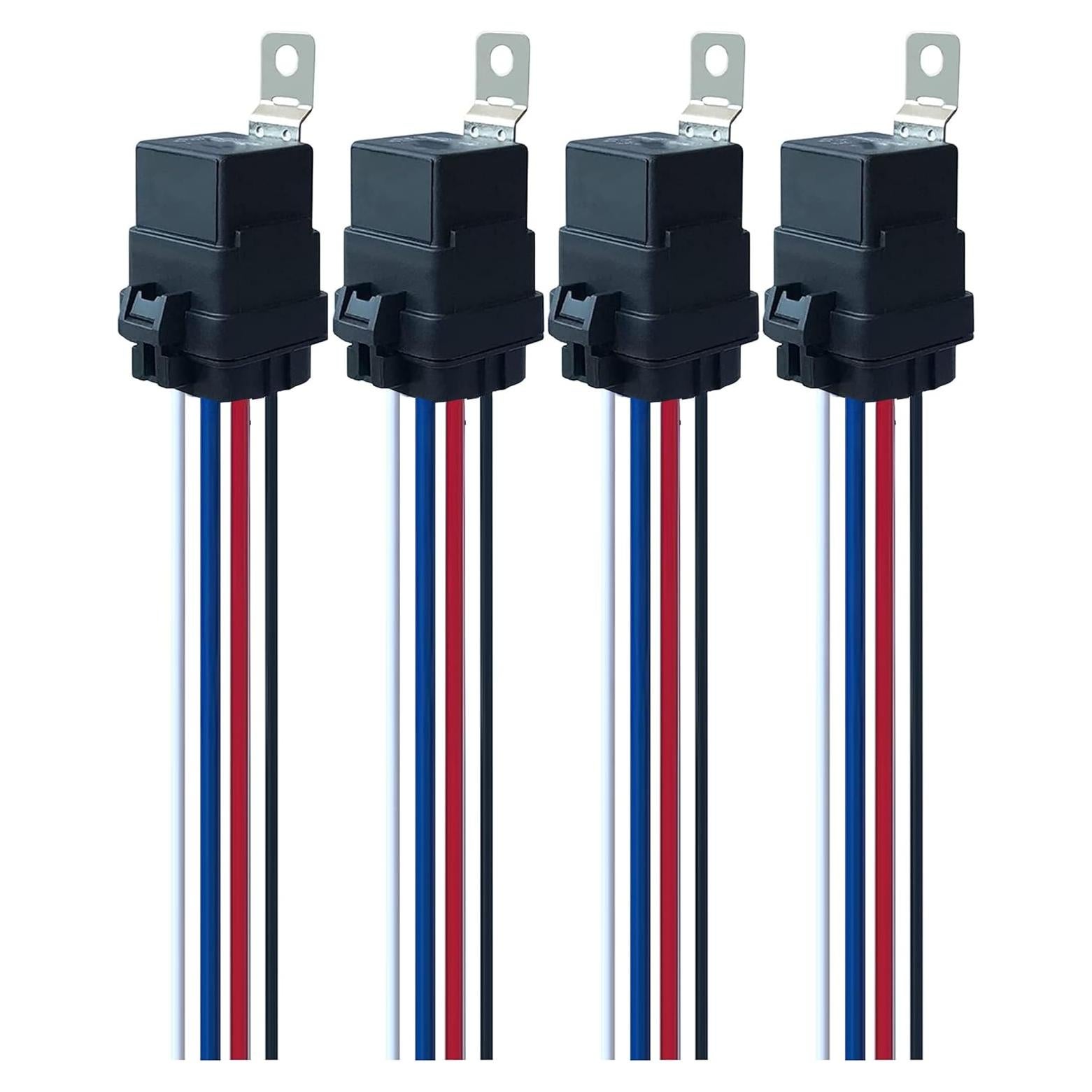 Relé Automotriz a Prueba de Agua 40A 12V con Arnés - Meskliu (4 Piezas)