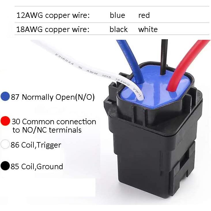 Relé Automotriz a Prueba de Agua 40A 12V con Arnés - Meskliu (4 Piezas)