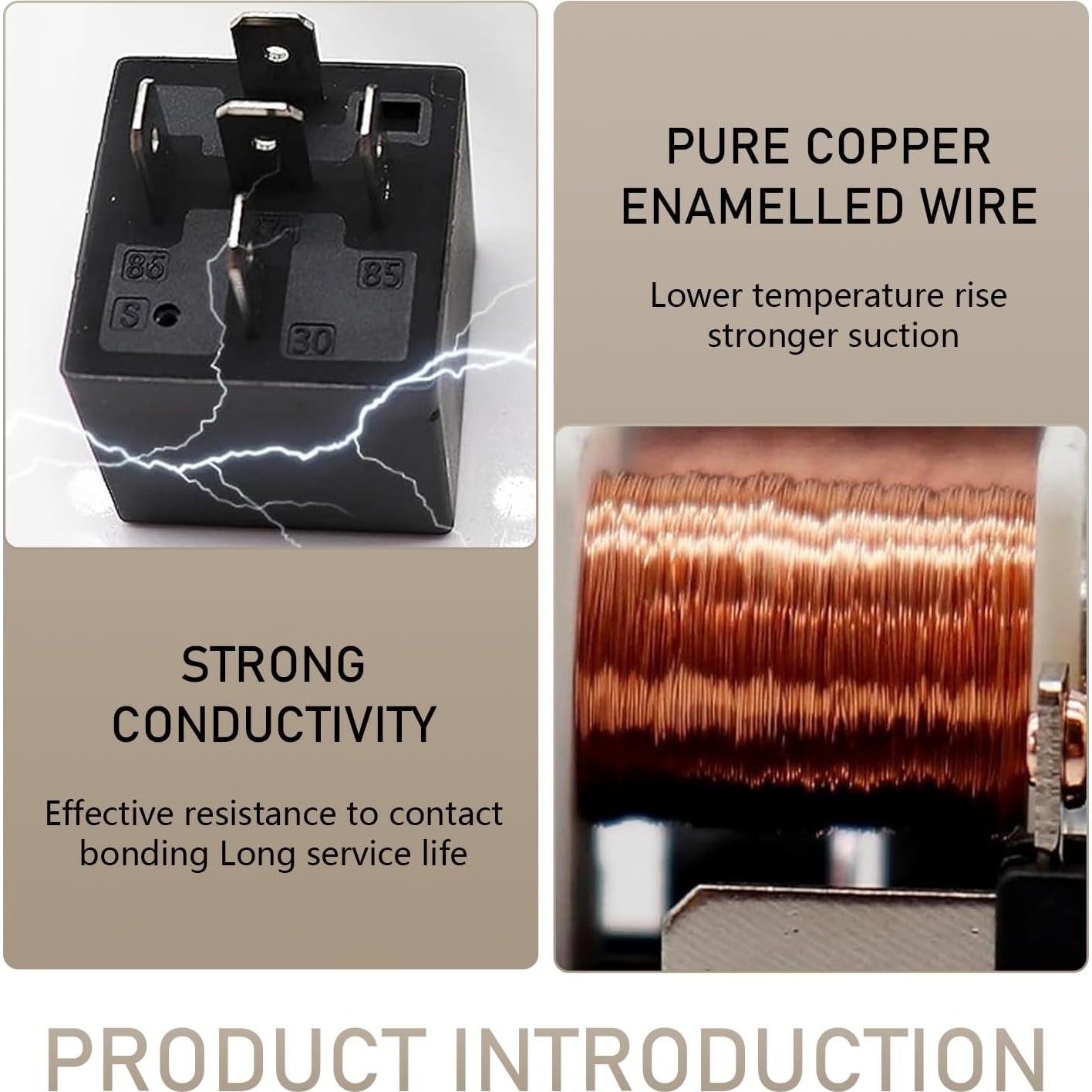 Paquete de 4 Relés de Arranque Gseigvee 12V 5 Pines Impermeables