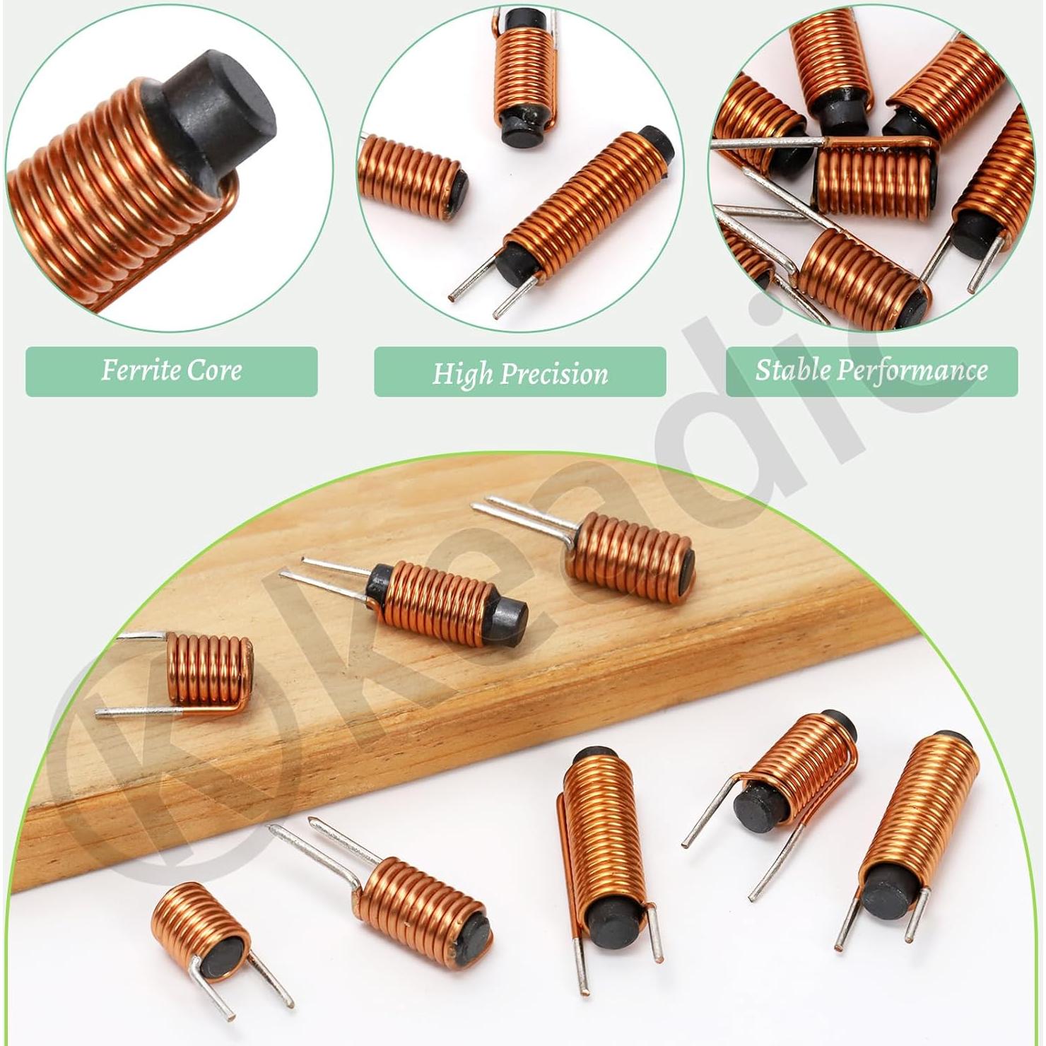 Kit de 25 Inductores de Ferrita Keadic - 5 Tamaños 0.8 a 10.1µH