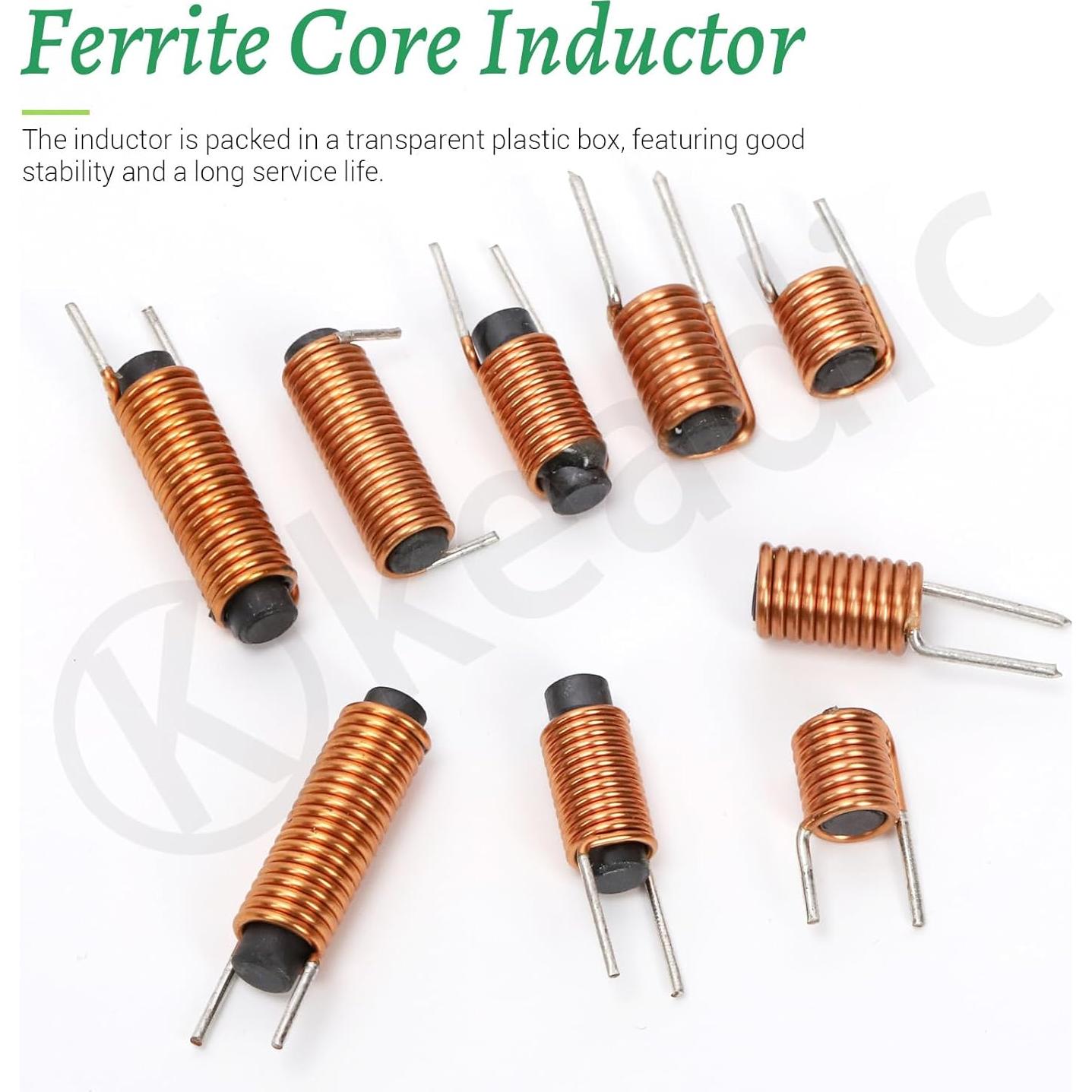 Kit de 25 Inductores de Ferrita Keadic - 5 Tamaños 0.8 a 10.1µH