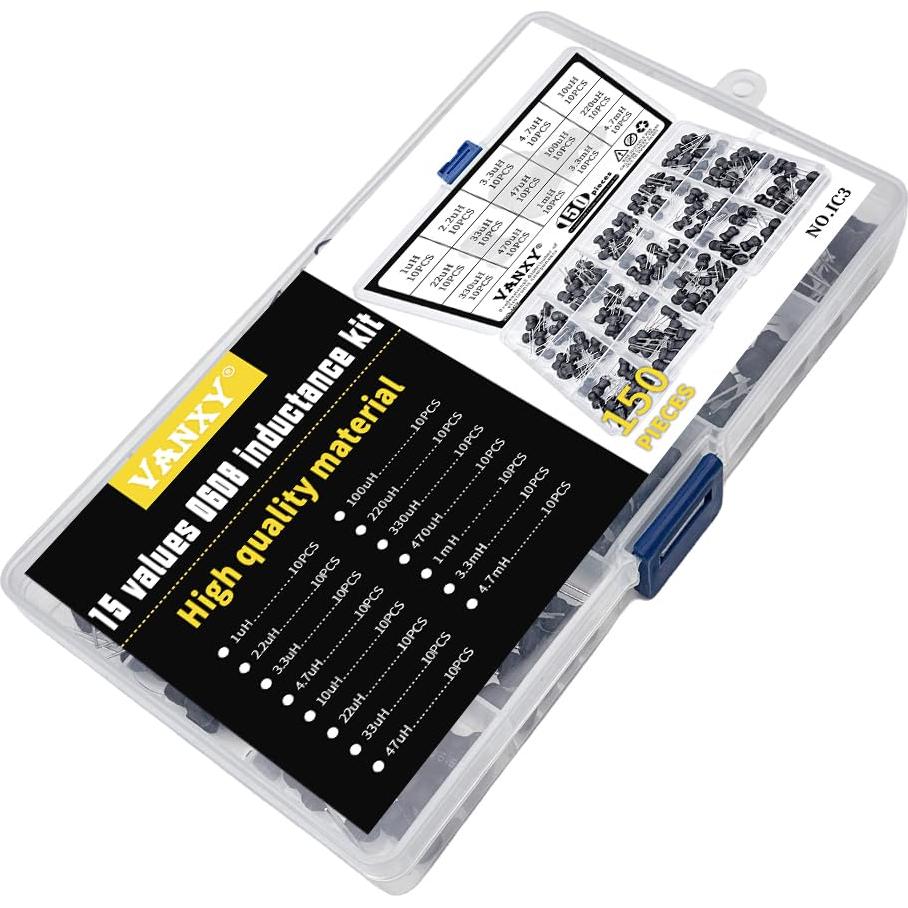 Kit de 150 Inductores Radiales VANXY 1uH-4.7mH 6x8mm