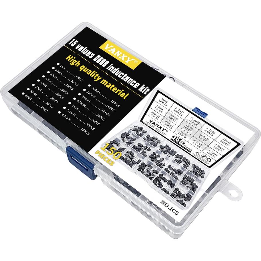 Kit de 150 Inductores Radiales VANXY 1uH-4.7mH 6x8mm