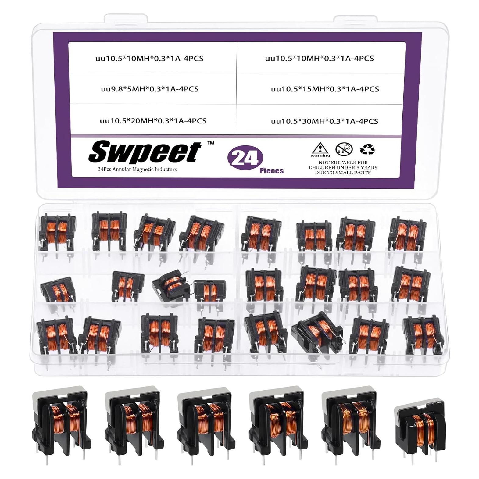 Kit de Bobinas de Inductancia Swpeet 24Pcs 5mH a 40mH