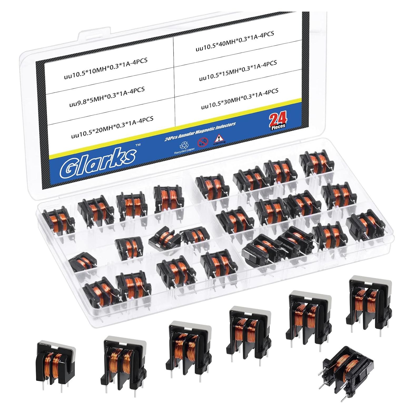 Kit de Inductores Magnéticos Toroidales Glarks 24pcs 5-40MH