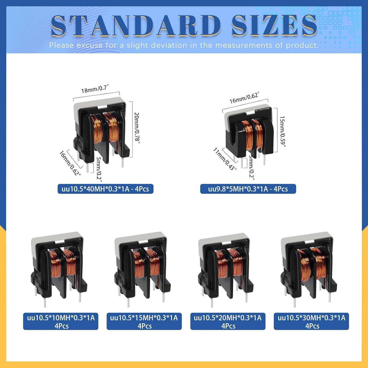 Kit de Inductores Magnéticos Toroidales Glarks 24pcs 5-40MH