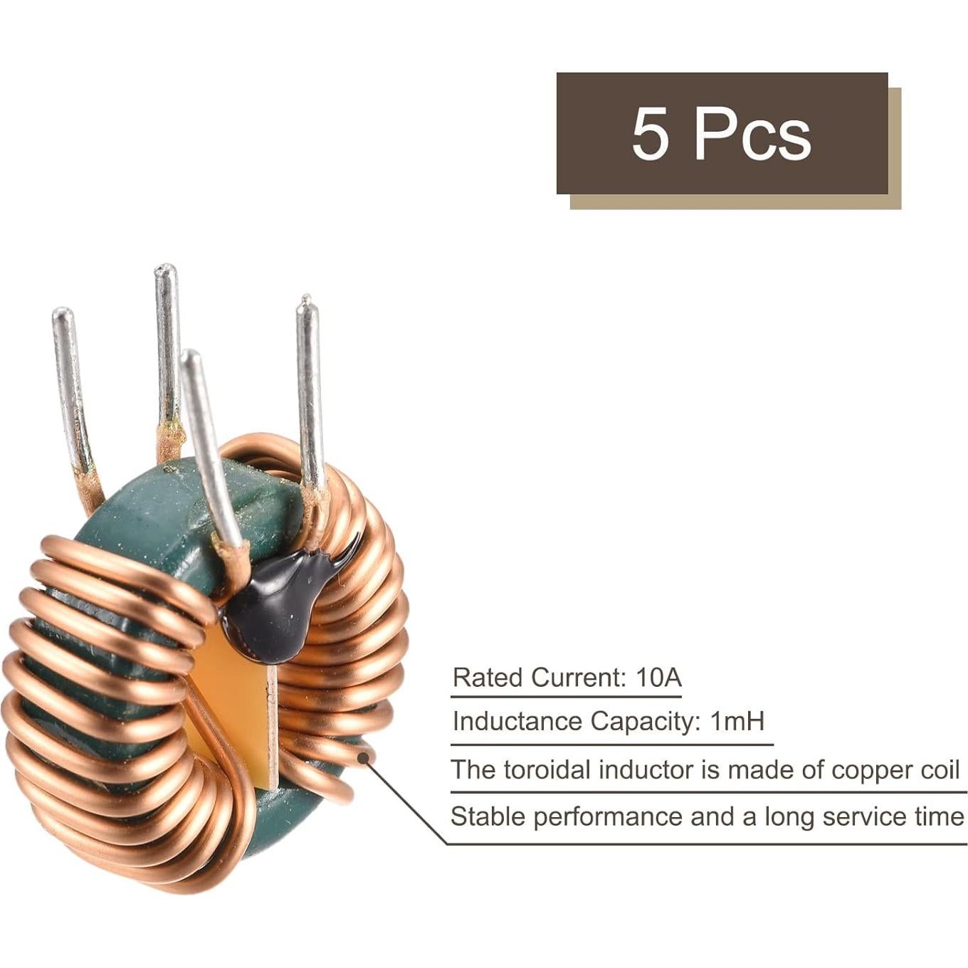 Bobina Inductancia Toroidal Cobre 1mH 10A MECCANIXITY - Paquete 5