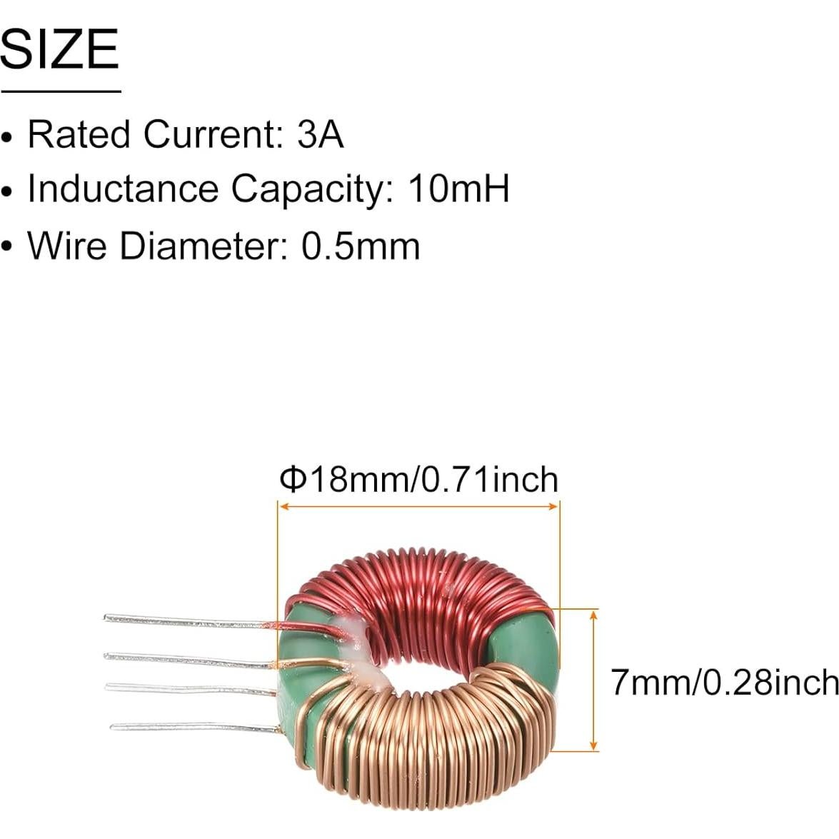 Bobina de Núcleo Toroidal Inductancia 10mH 3A Cobre - 5 Pcs