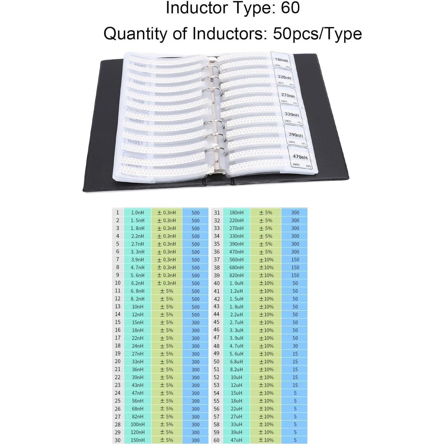 Libro de Muestras de Inductores SMD Yunseity - 60 Tipos, PVC