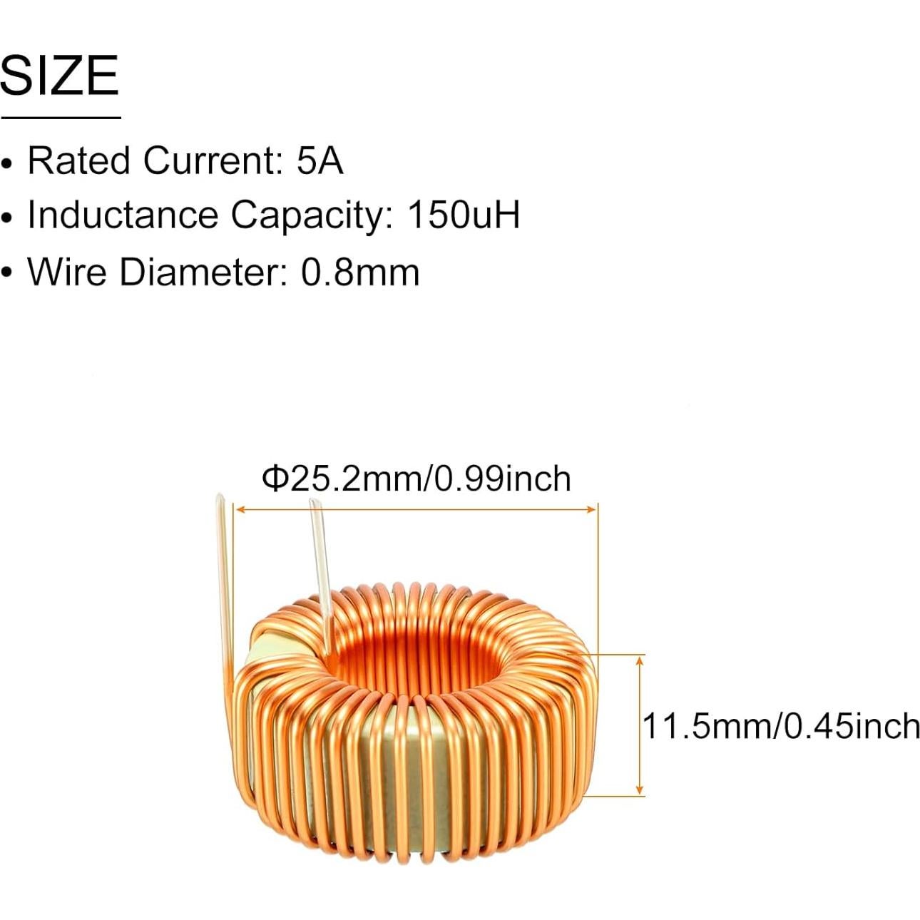 Bobina Toroidal de Inductancia 150uH 5A Cobre - 10 Pcs
