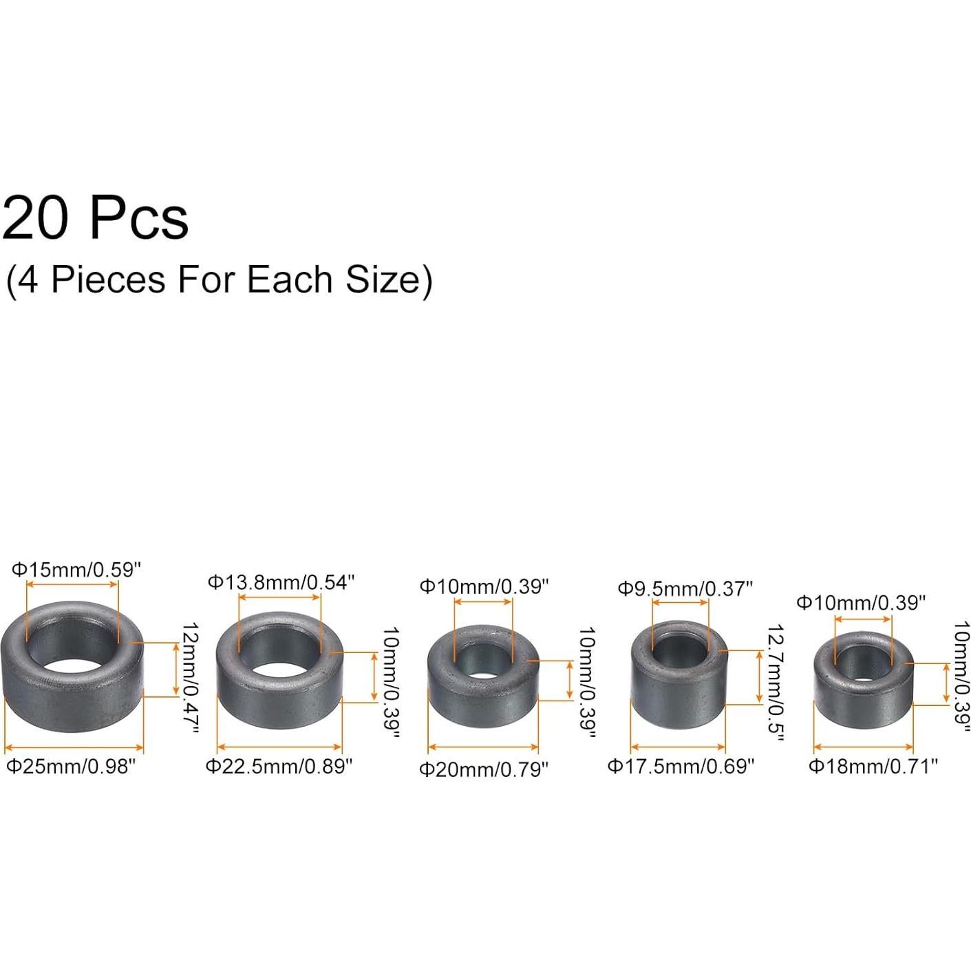 Núcleos Toroidales de Ferrita PATIKIL 20 Piezas 17.5-25mm