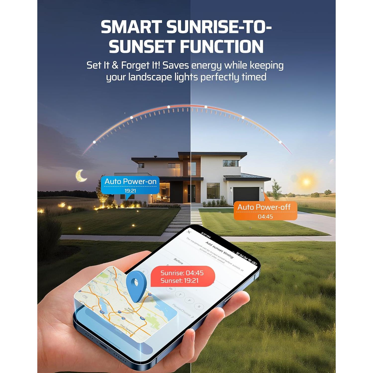 Transformador de Paisaje WiFi DEWENWILS 300W 2 Zonas 120V a 12V