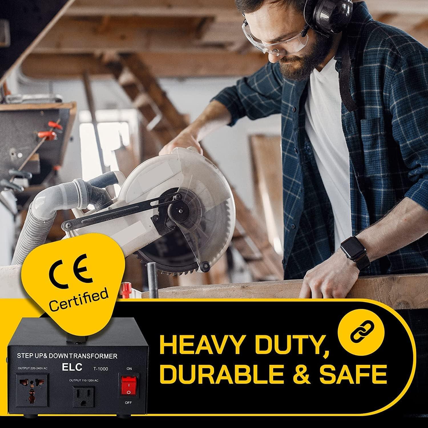 Transformador Convertidor de Voltaje ELC T-1000+ 1000W 110V/220V