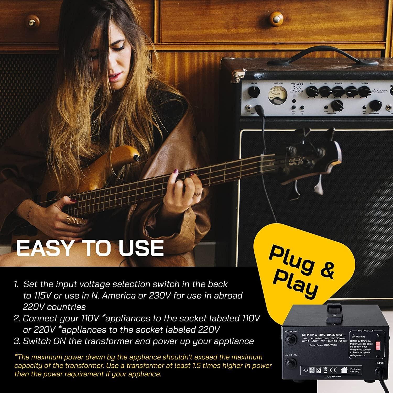 Transformador Convertidor de Voltaje ELC T-1000+ 1000W 110V/220V