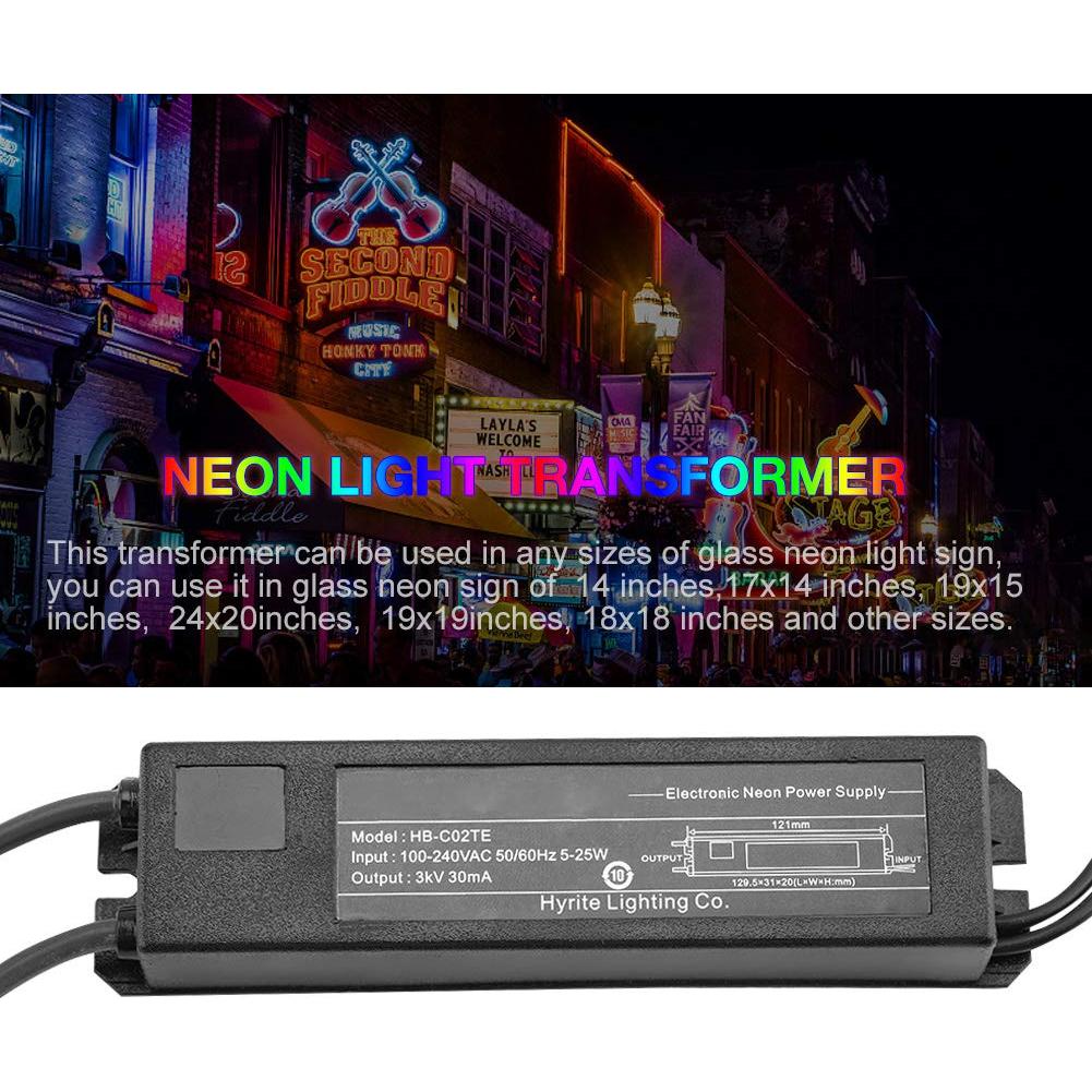 Transformador Electrónico de Luz Neón Tbest 3kV 30mA 5-25W