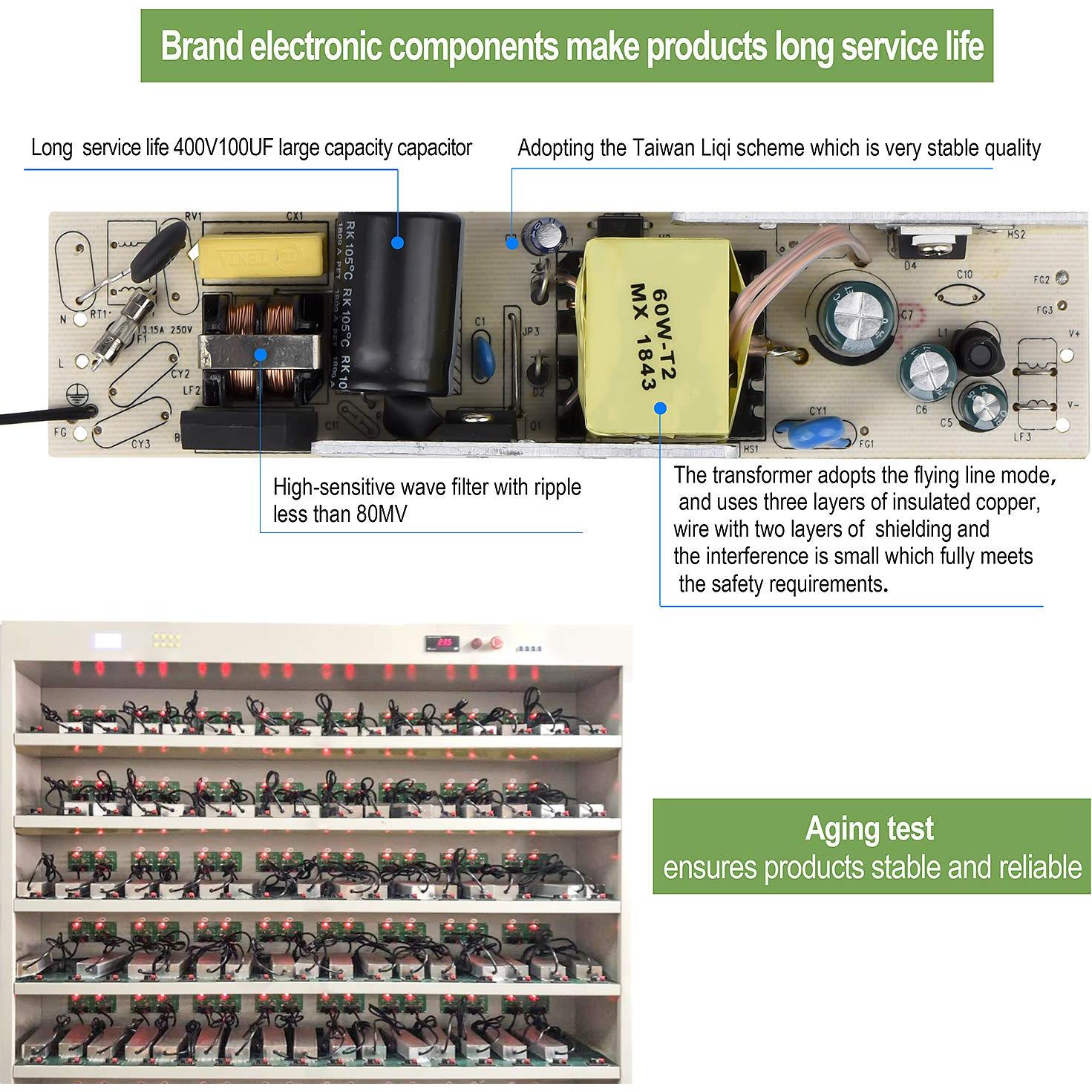 Transformador LED 60W NIYIPXL IP67 12V CC a prueba de agua