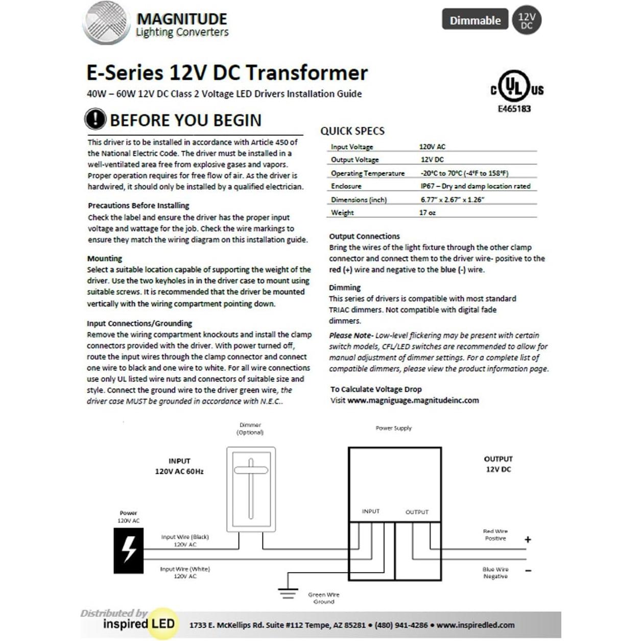 Transformador Dimmable Magnitude 40W 12V CC para LEDs