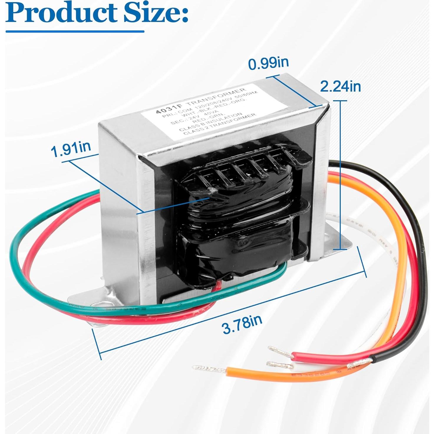 Transformador 24V 40VA Ophjerg Multi-Tap 4031F para HVAC