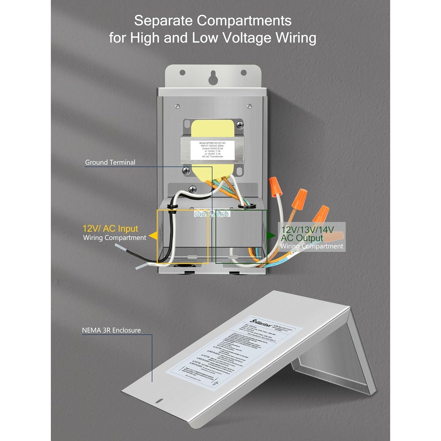 Transformador de Luz de Piscina Brilliantool 300W Acero Inoxidable