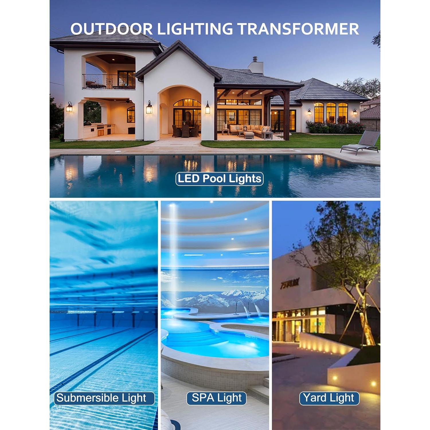 Transformador de Luz de Piscina Brilliantool 300W Acero Inoxidable