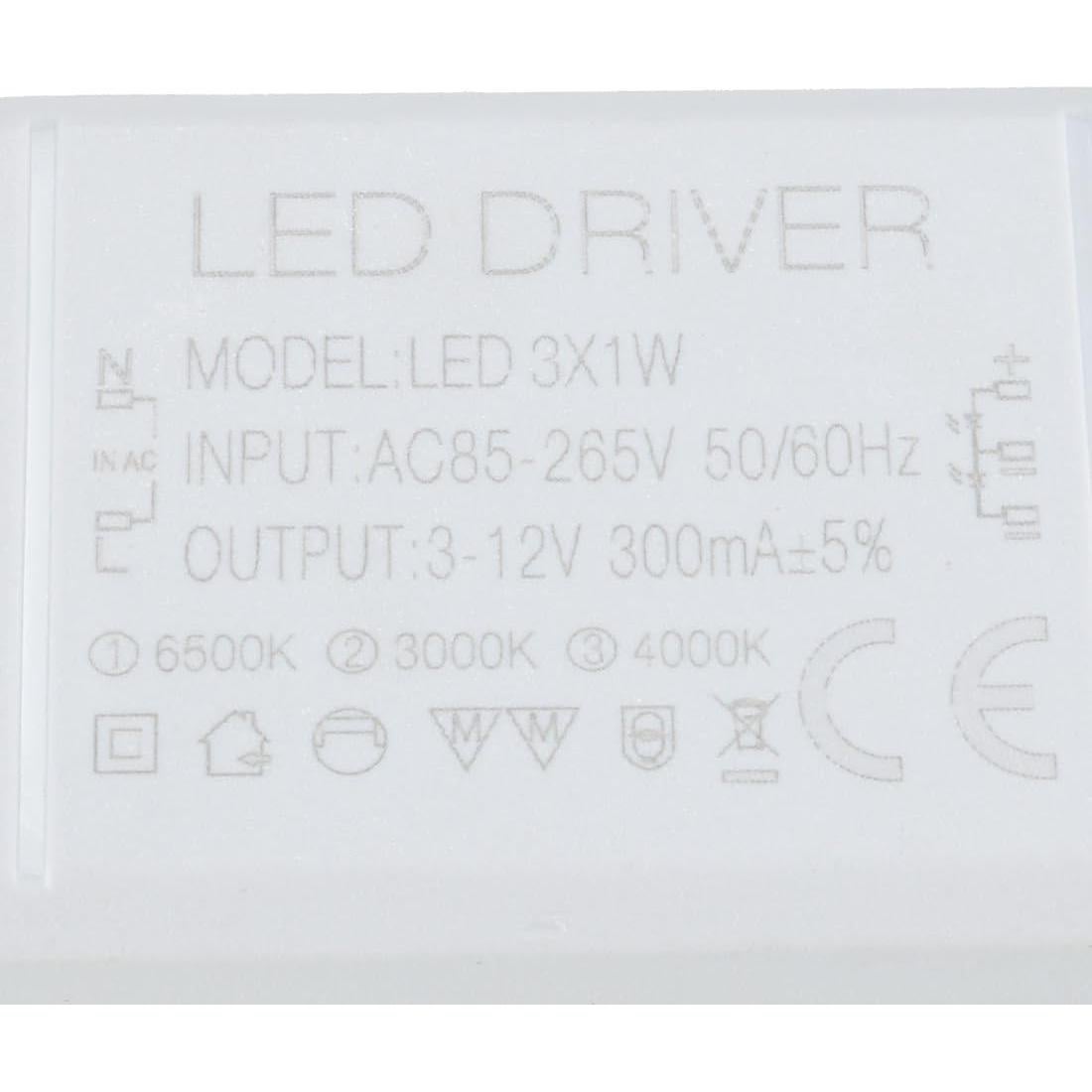 Controlador LED uxcell 1-3W 300mA AC 85-265V 3-12V