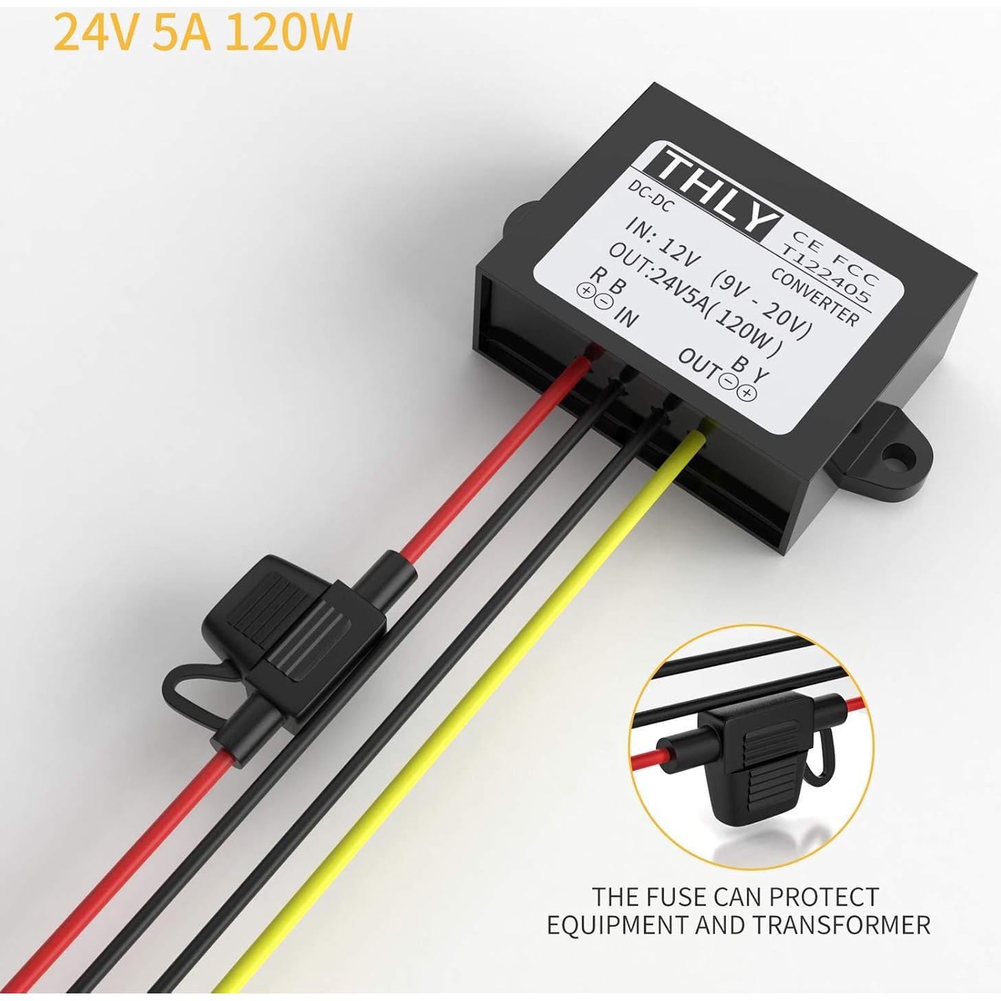 Convertidor DC-DC 12V a 24V THLY 5A 120W Impermeable