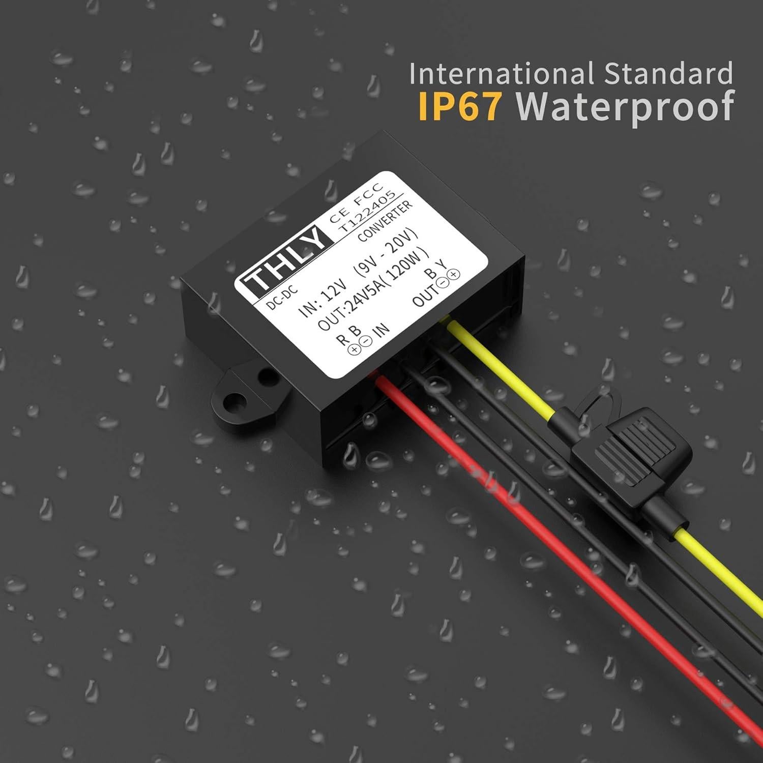 Convertidor DC-DC 12V a 24V THLY 5A 120W Impermeable