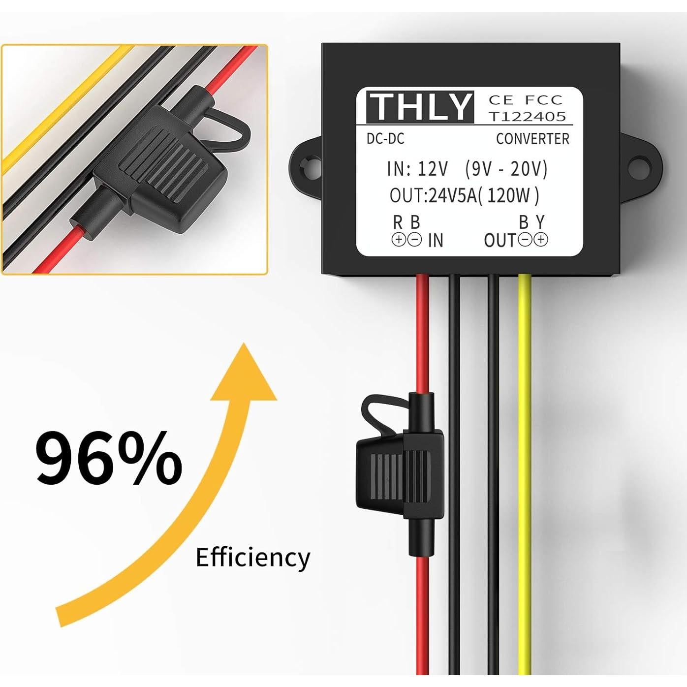 Convertidor DC-DC 12V a 24V THLY 5A 120W Impermeable