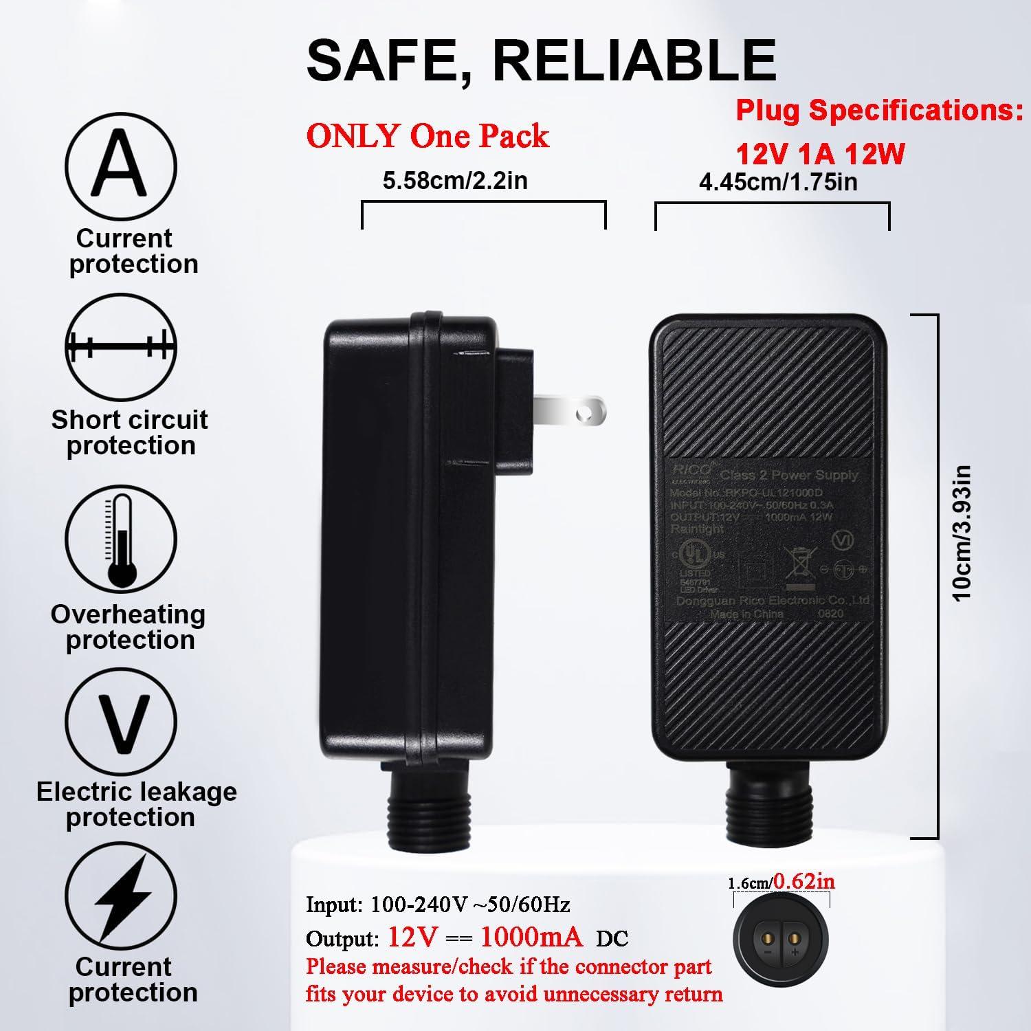 Adaptador de Alimentación 12V 1A Omika para LED y Jardín