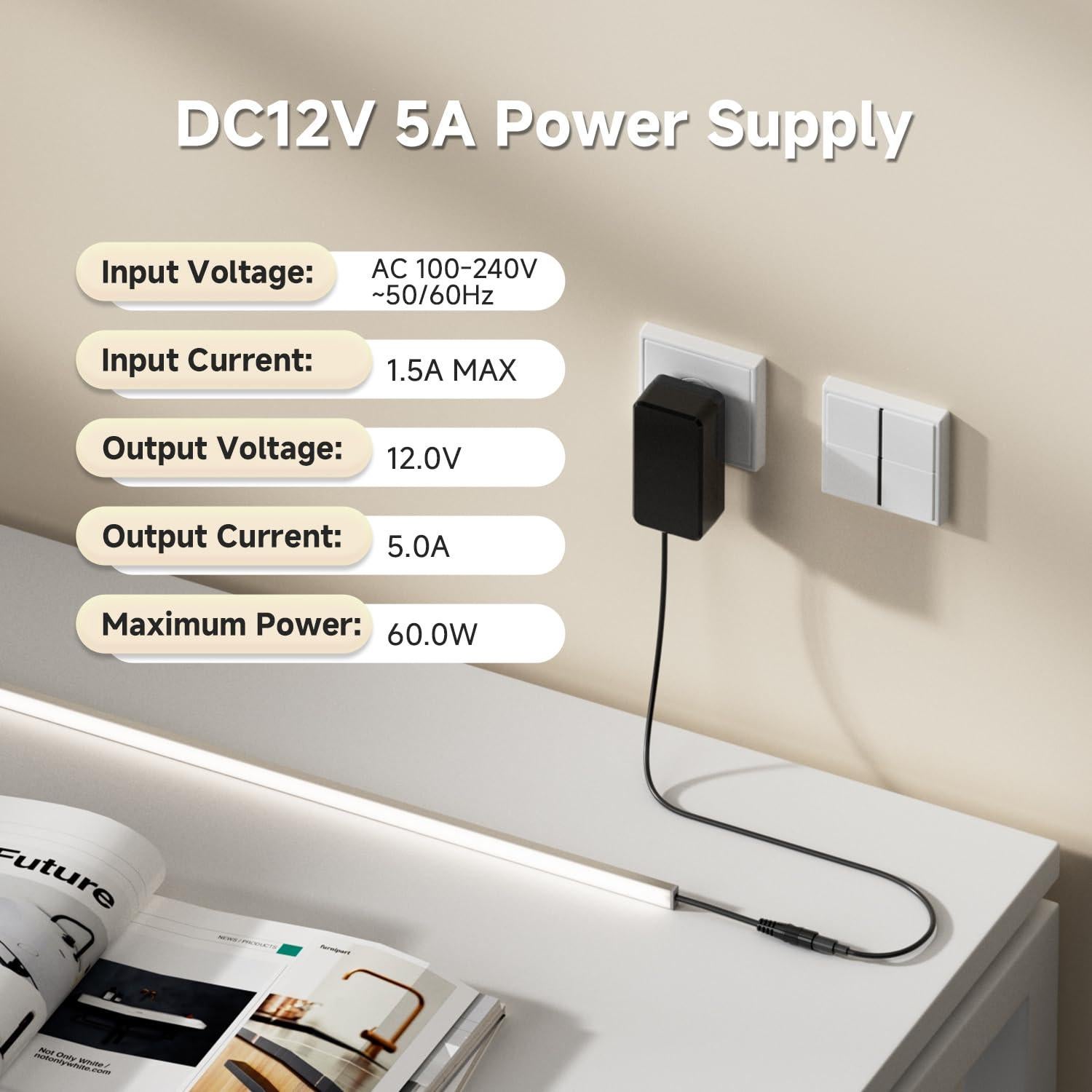 Adaptador de Fuente de Alimentación 12V 5A BTF-LIGHTING 60W