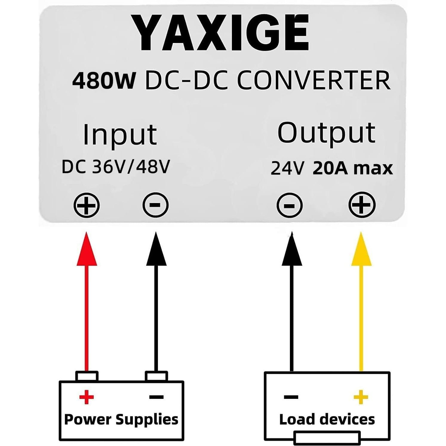 Regulador de Voltaje YAXIGE B20 36V/48V a 24V 20A 480W
