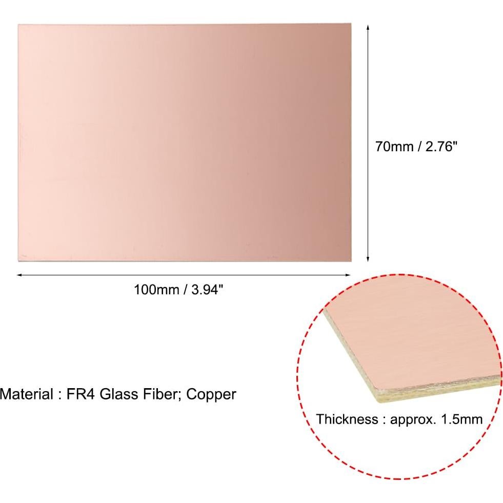 Placa PCB Doble Cara Laminada de Cobre uxcell 100x70mm 8pcs