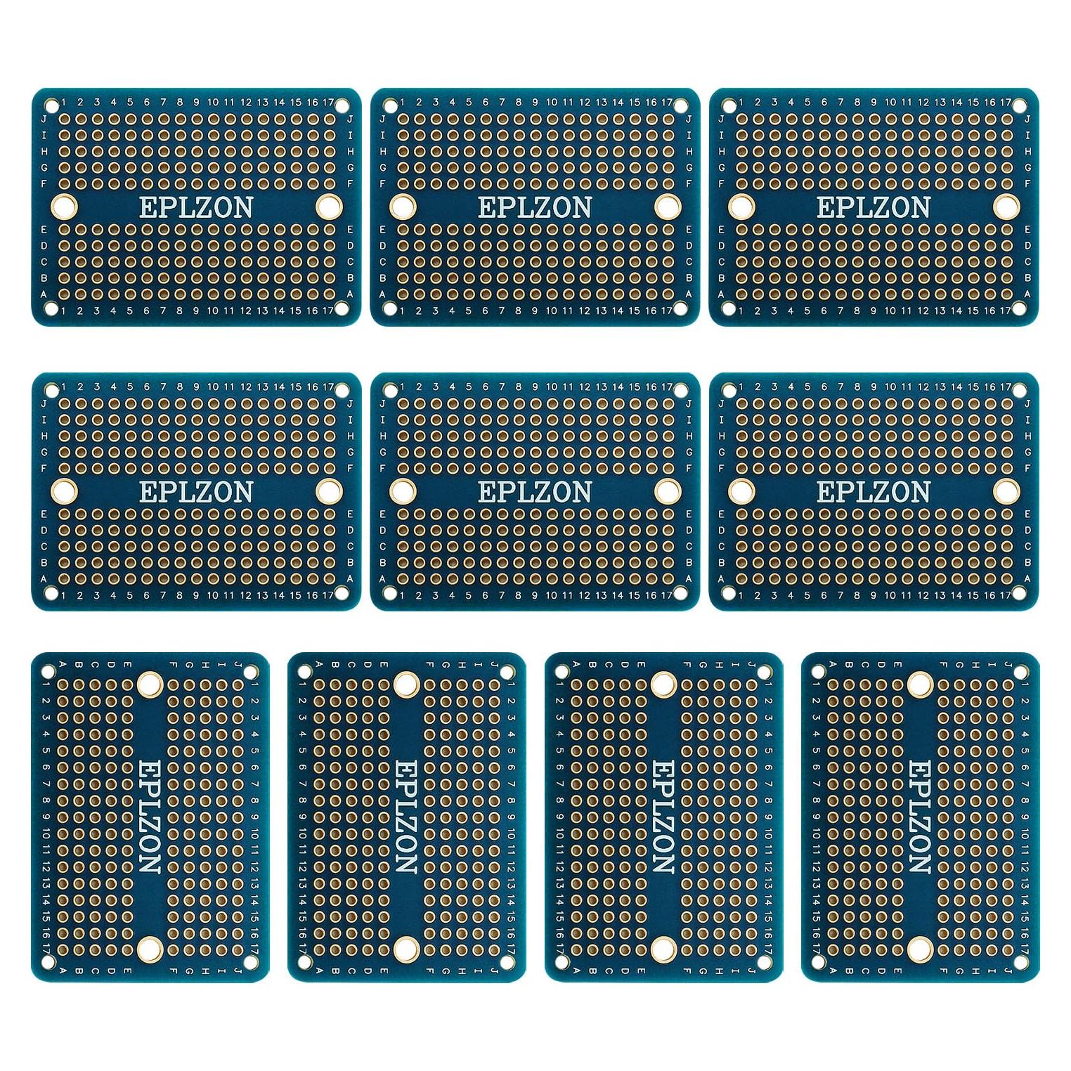 Placa de pruebas soldable mini PCB dorada EPLZON 50.8x38.1mm (paquete de 10)
