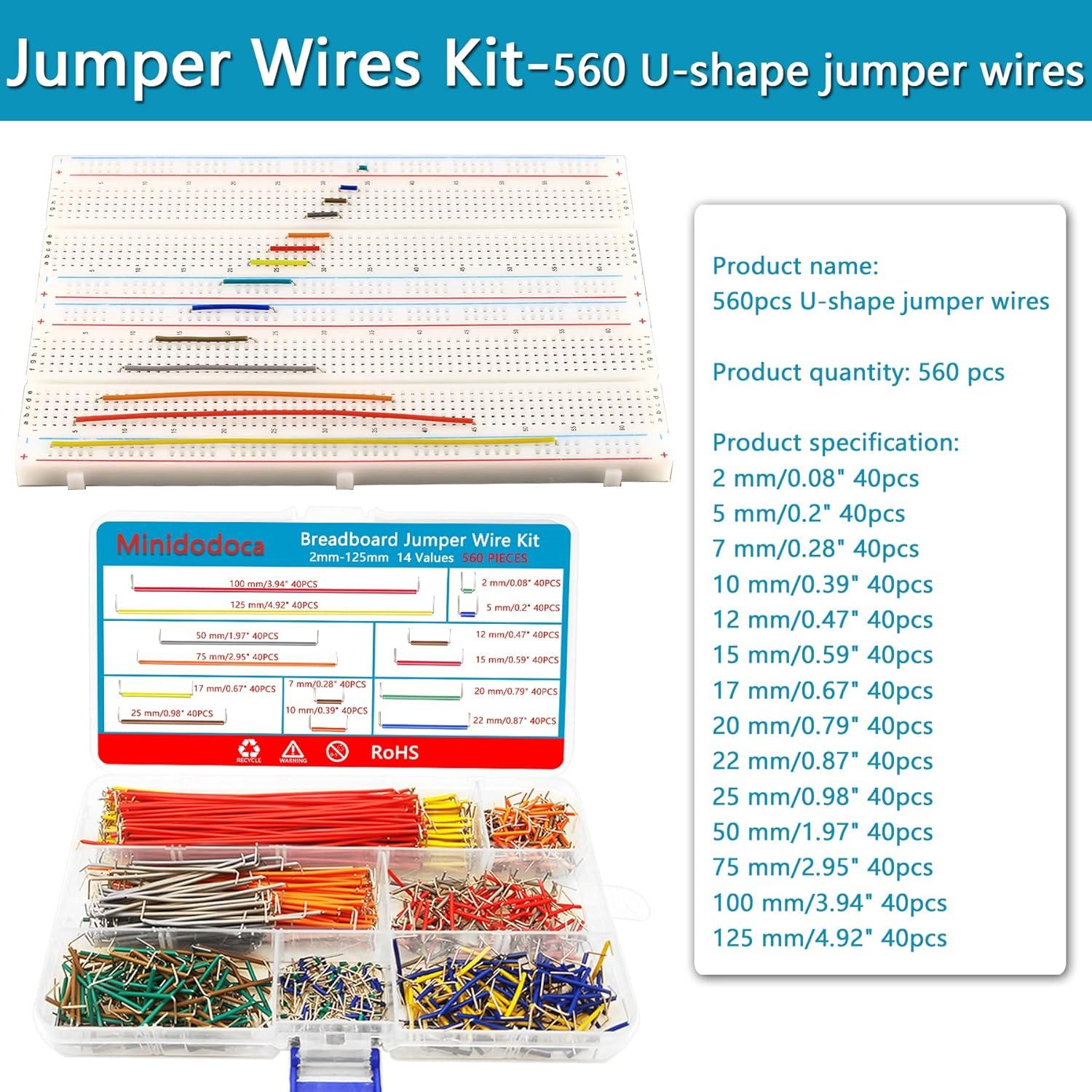 Kit de Cables de Salto 560Pcs Minidodoca con Placas de Pruebas