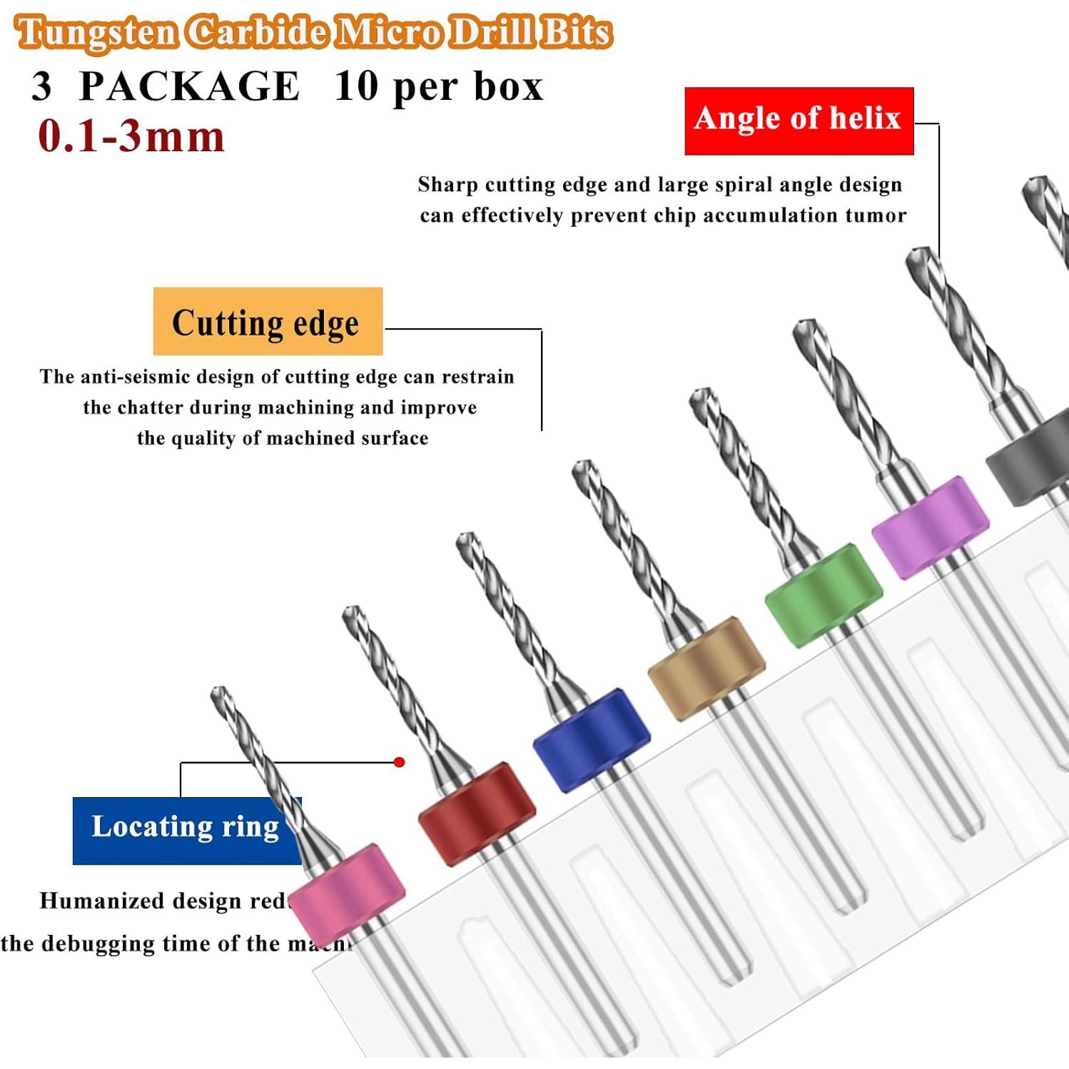 Juego de 30 brocas micro Sunxeke 0.1-3mm para Dremel